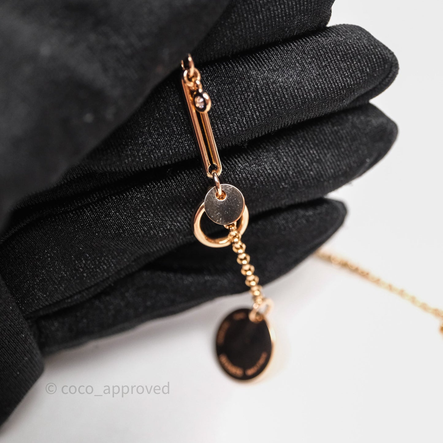 Hermes Ex-Libris Pendant Necklace Diamond Rose Gold Hardware