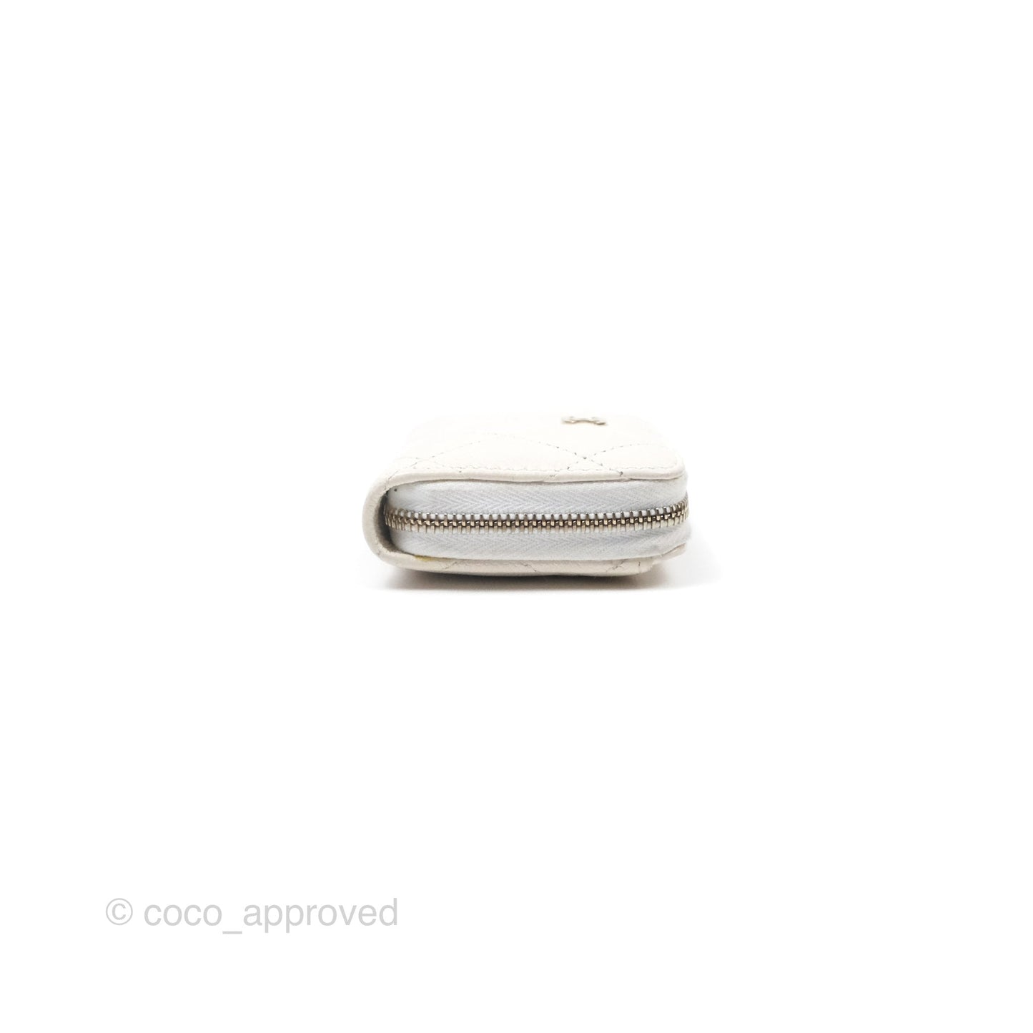 Chanel Classic Zipped Coin Purse White Caviar Gold Hardware