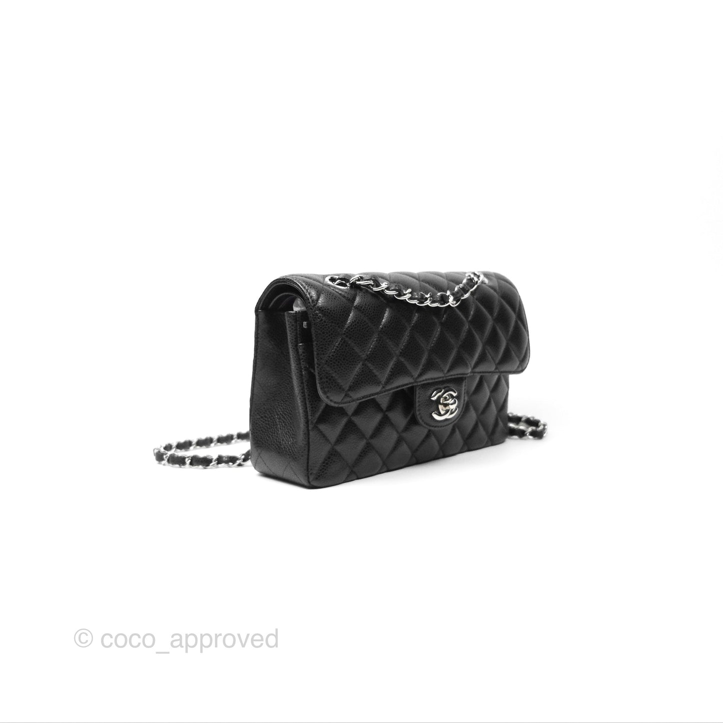 Chanel Small Classic Flap Quilted Black Caviar Silver Hardware