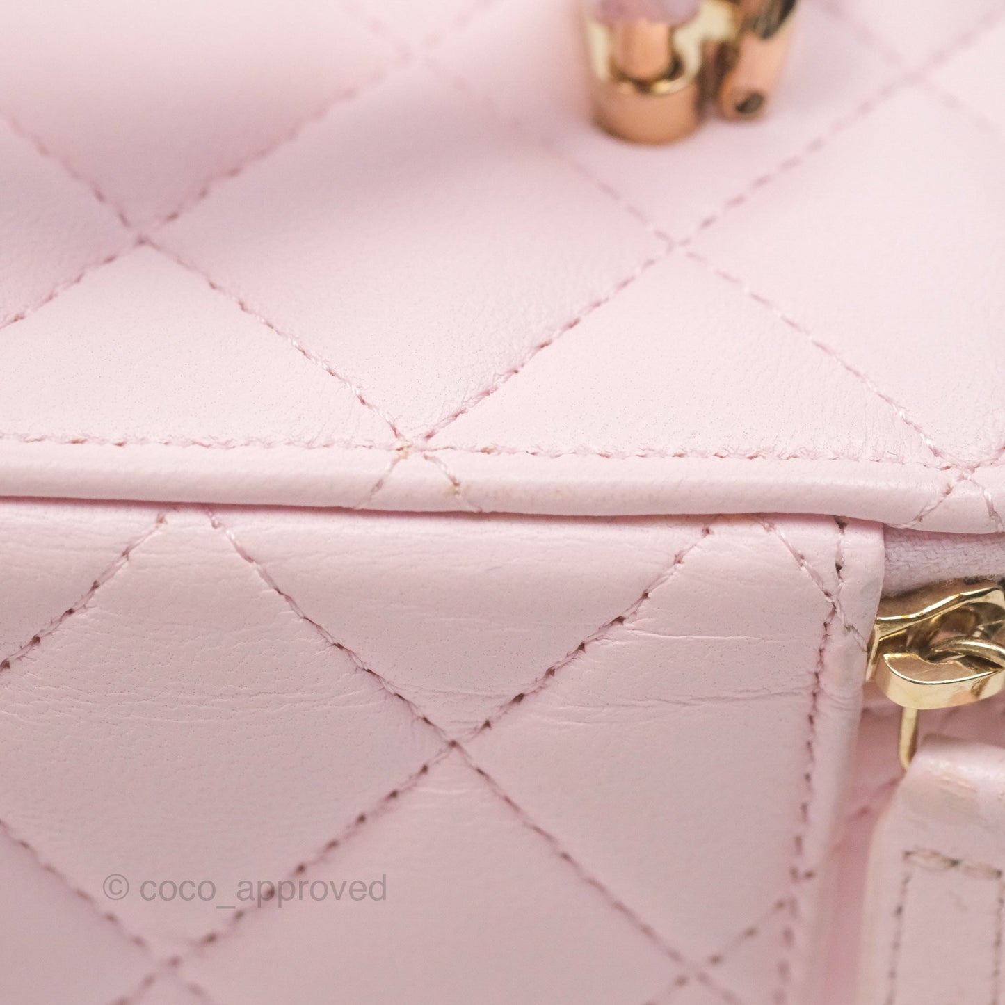 Chanel Vanity Rectangular Top Handle Light Pink Lambskin Gold Hardware