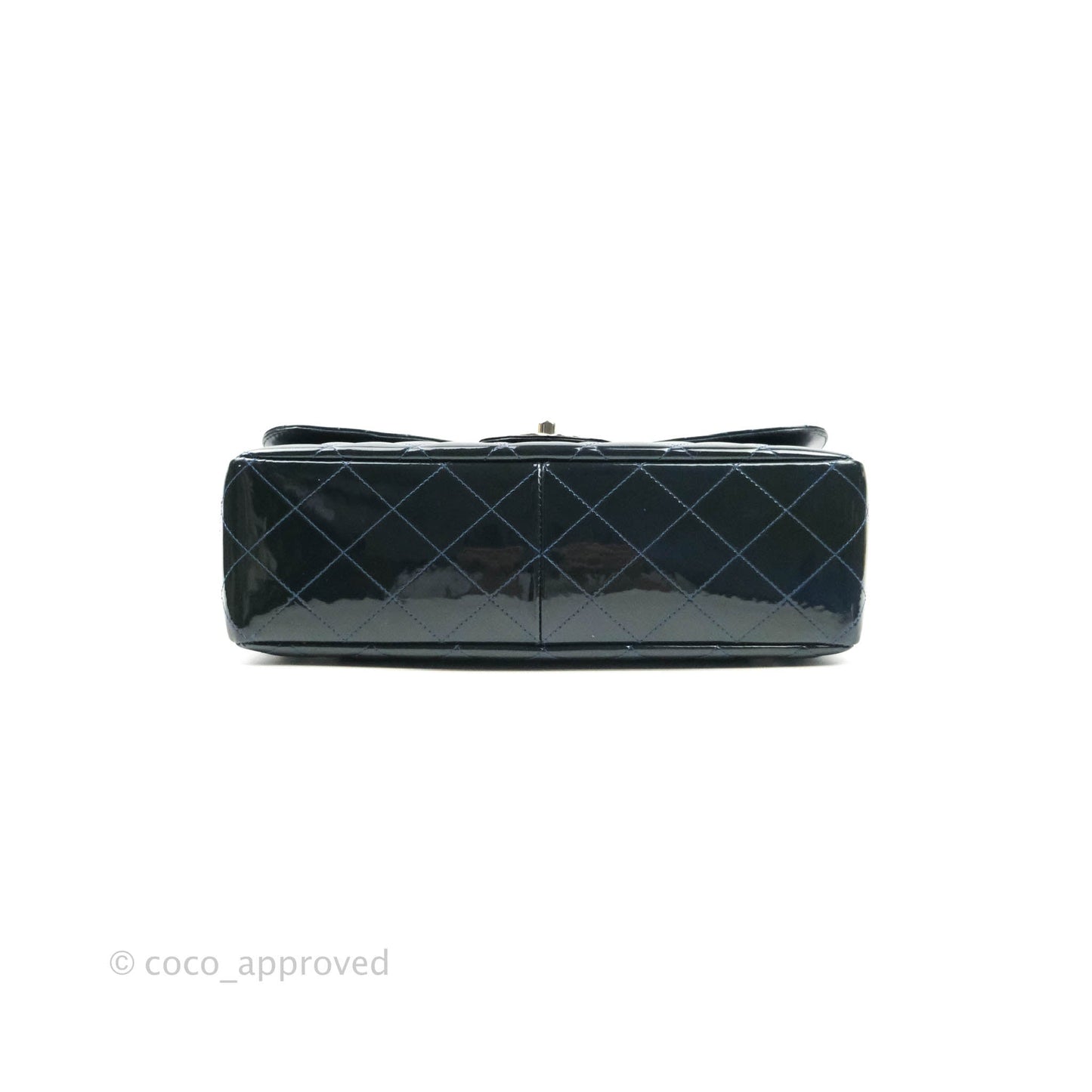 Chanel Jumbo Single Flap Teal Blue Patent Silver Hardware