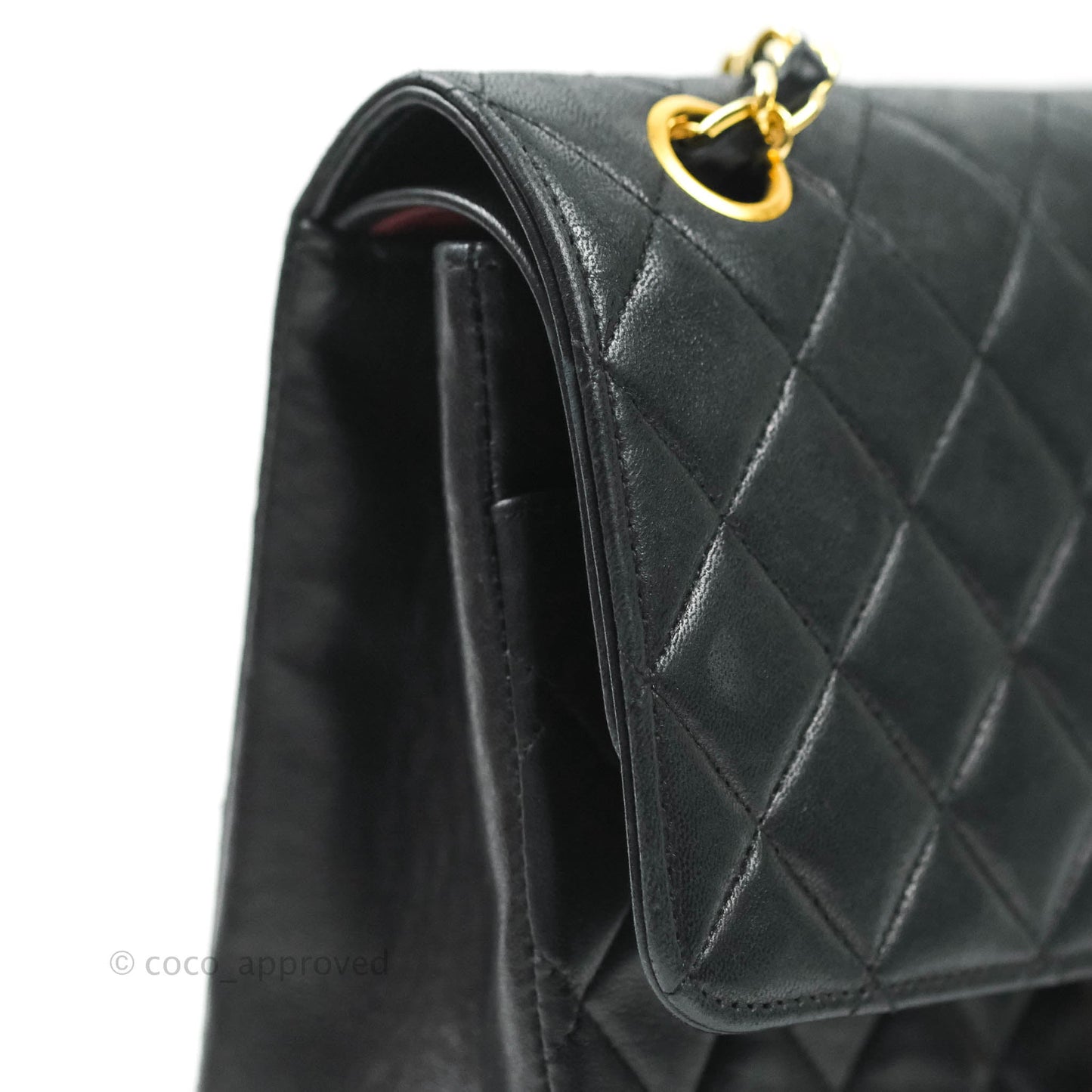Chanel Vintage M/L Quilted Lambskin Medium Double Flap Bag Black