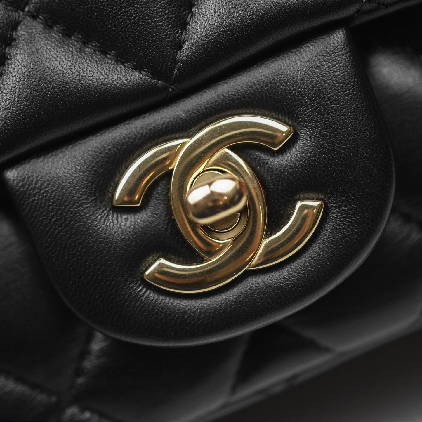 Chanel Mini Square Flap Quilted Black Lambskin Gold Hardware