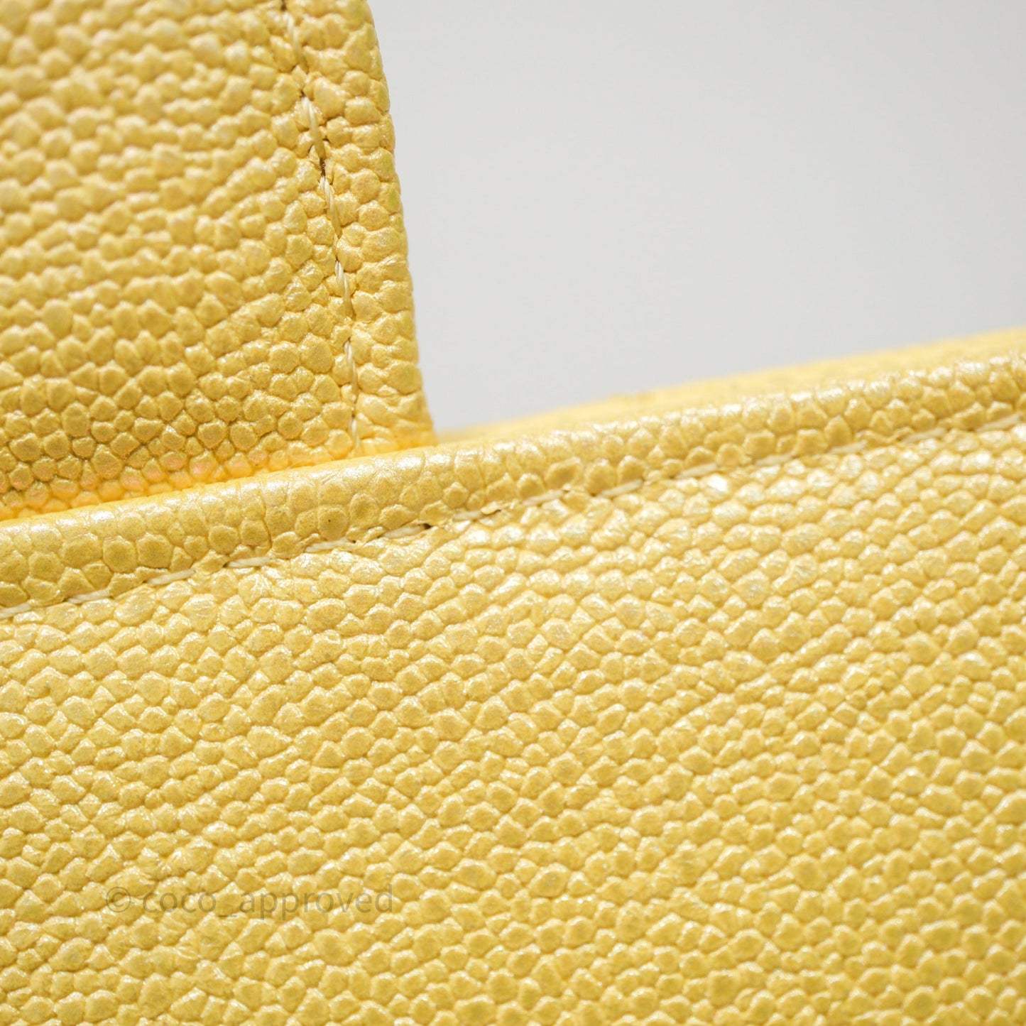 Chanel Classic M/L Medium Flap Quilted Iridescent Yellow Caviar Gold Hardware