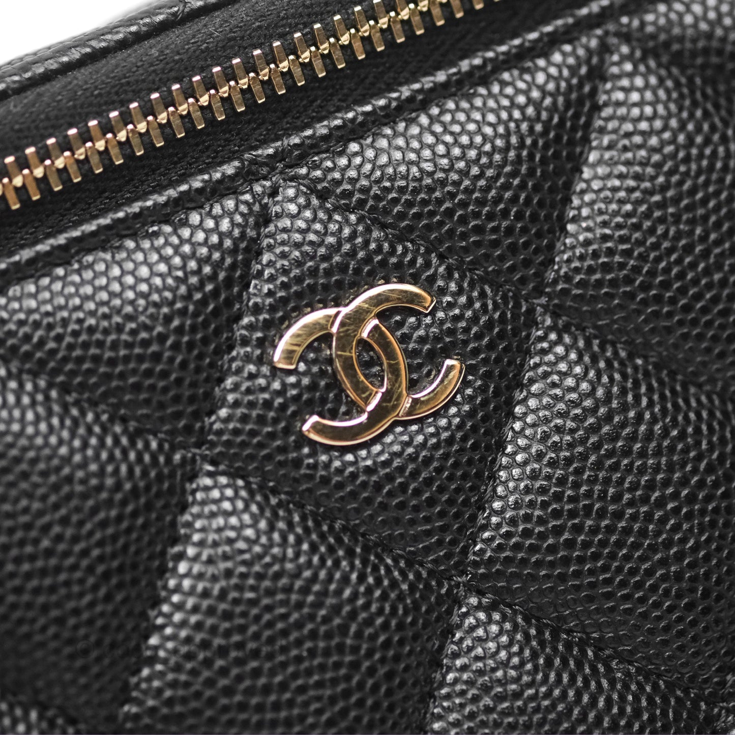 Chanel Vanity Rectangular With Chain Black Caviar Gold Hardware
