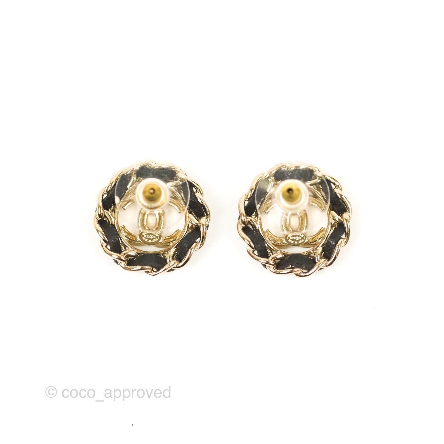 Chanel CC Crystal Woven Round Earrings Gold Tone 22S