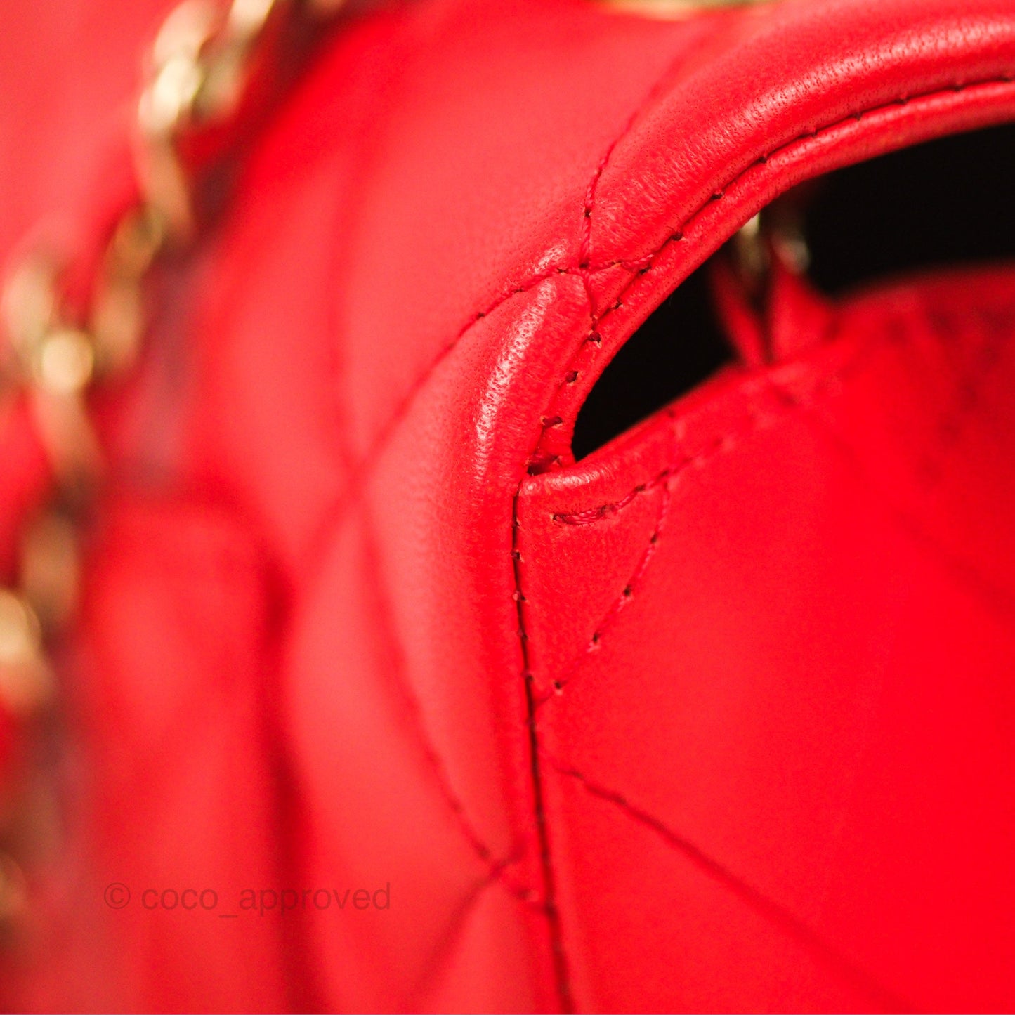 Chanel Quilted Mini Rectangular Flap Red Lambskin Gold Hardware