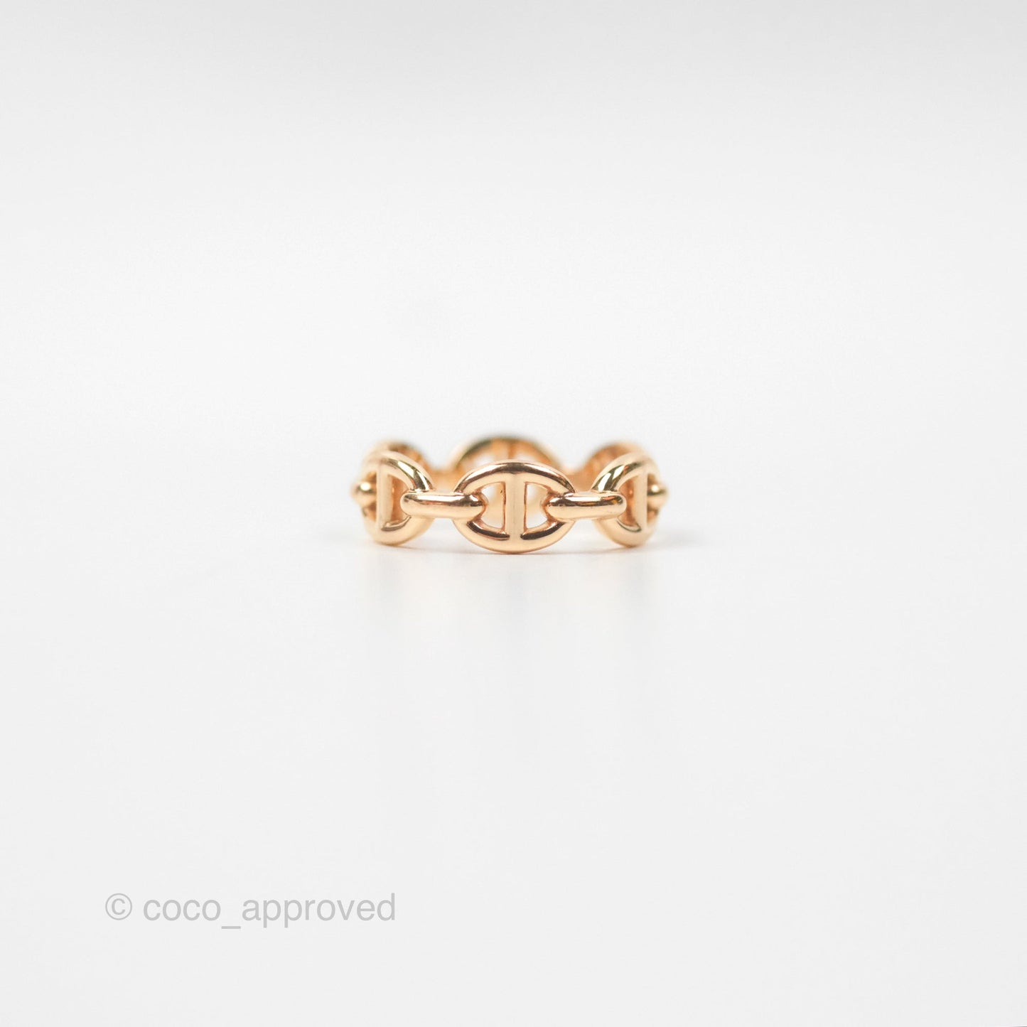 Hermès Chaine d'Ancre Enchainee Band Ring PM Rose Gold Size 50