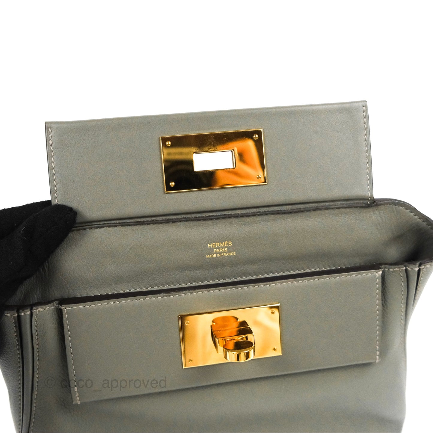 Hermès 24/24 21 Mini Gris Meyer 0L Evercolor/Swift Gold Hardware