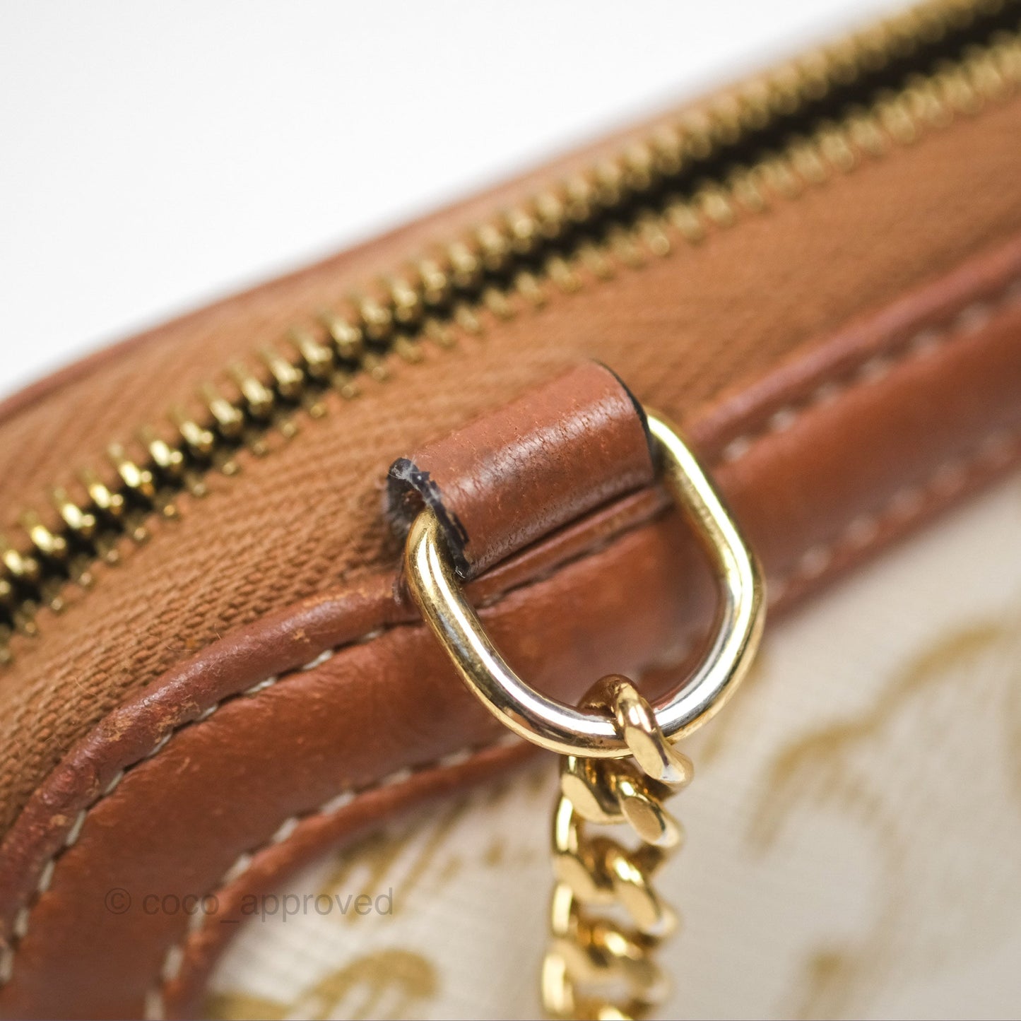 Celine Clutch With Chain Triomphe Canvas Lambskin White/Tan