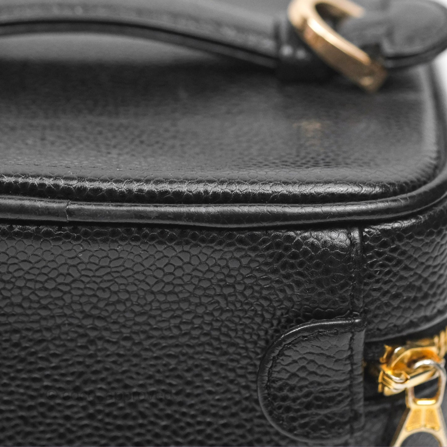 Chanel Vintage Vanity Case Black Caviar Gold Hardware