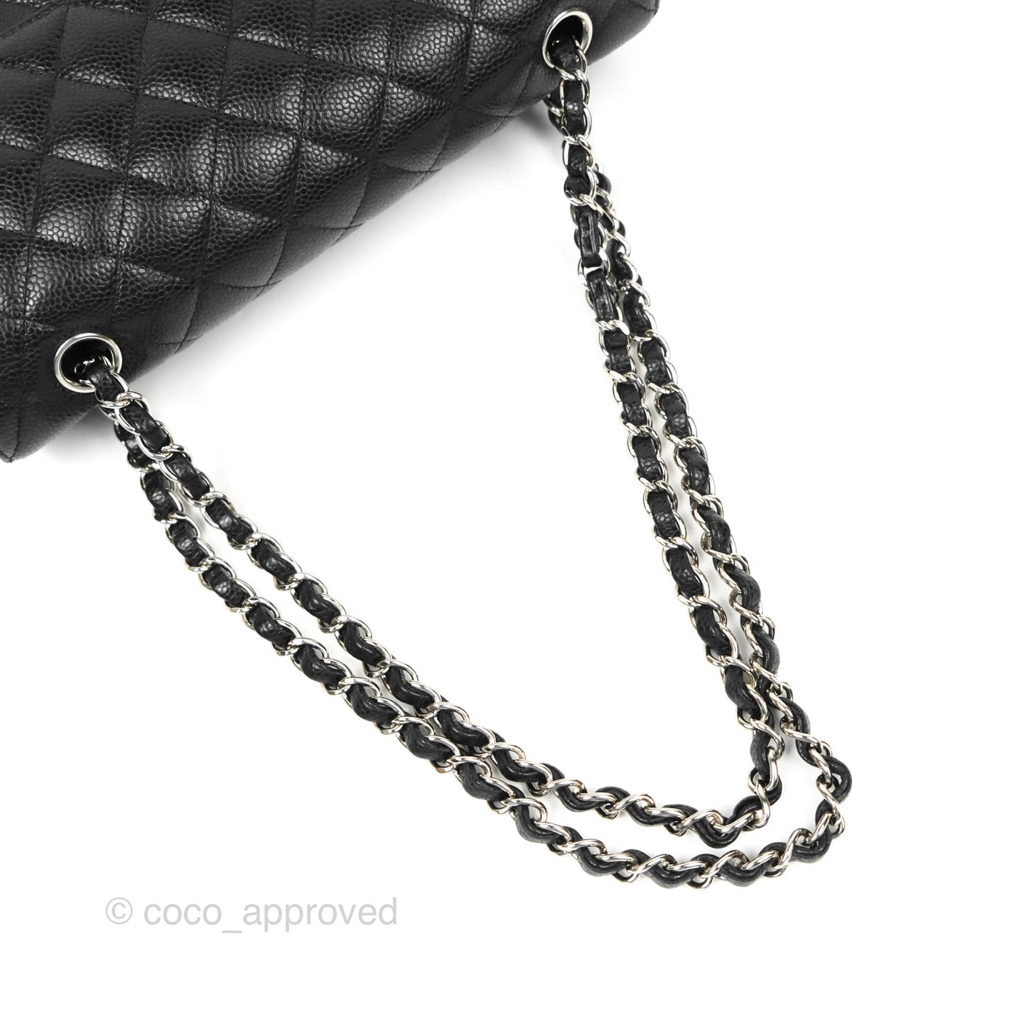 Chanel Classic M/L Medium Flap Quilted Black Caviar Silver Hardware