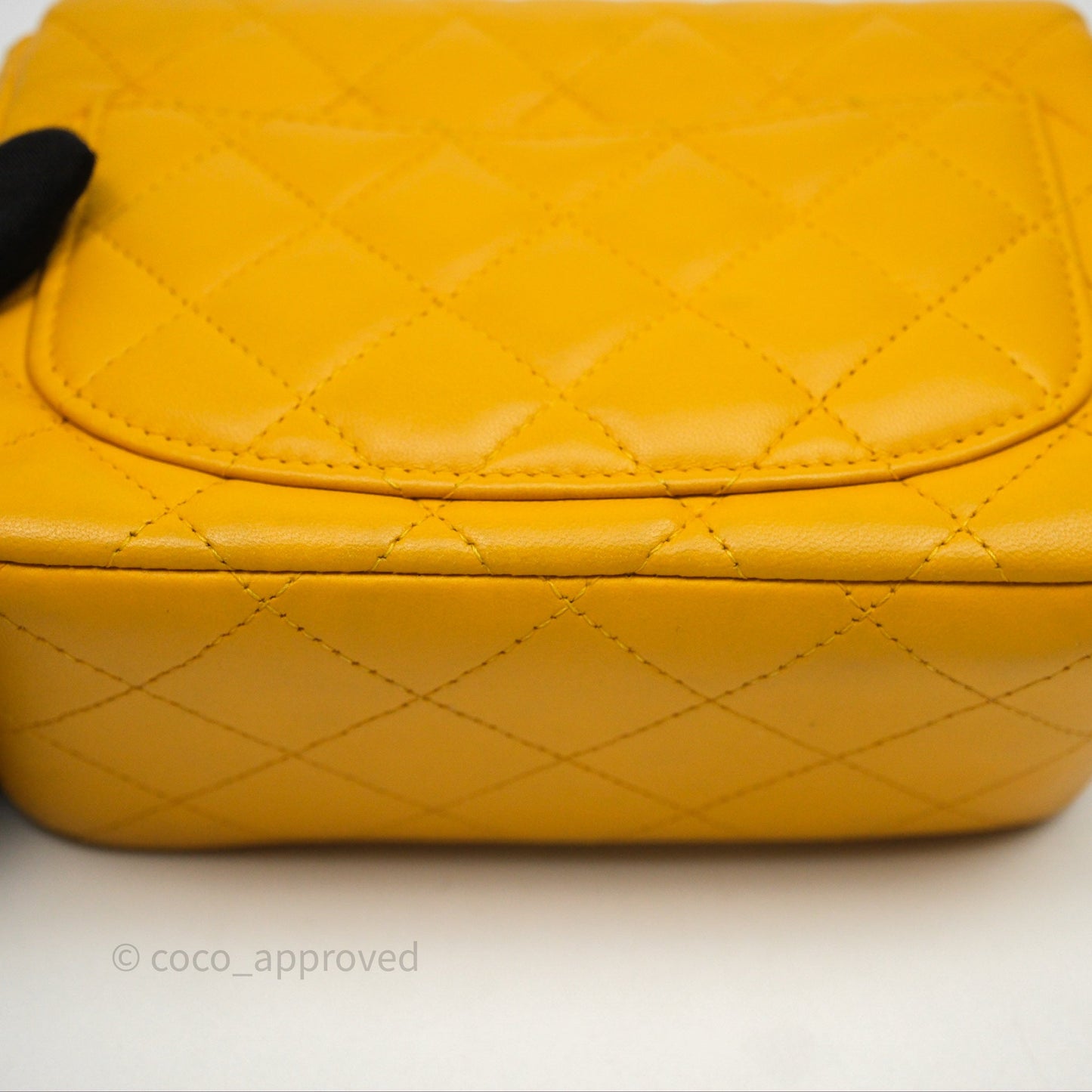 Chanel Mini Square Flap Quilted Yellow Lambskin Gold Hardware