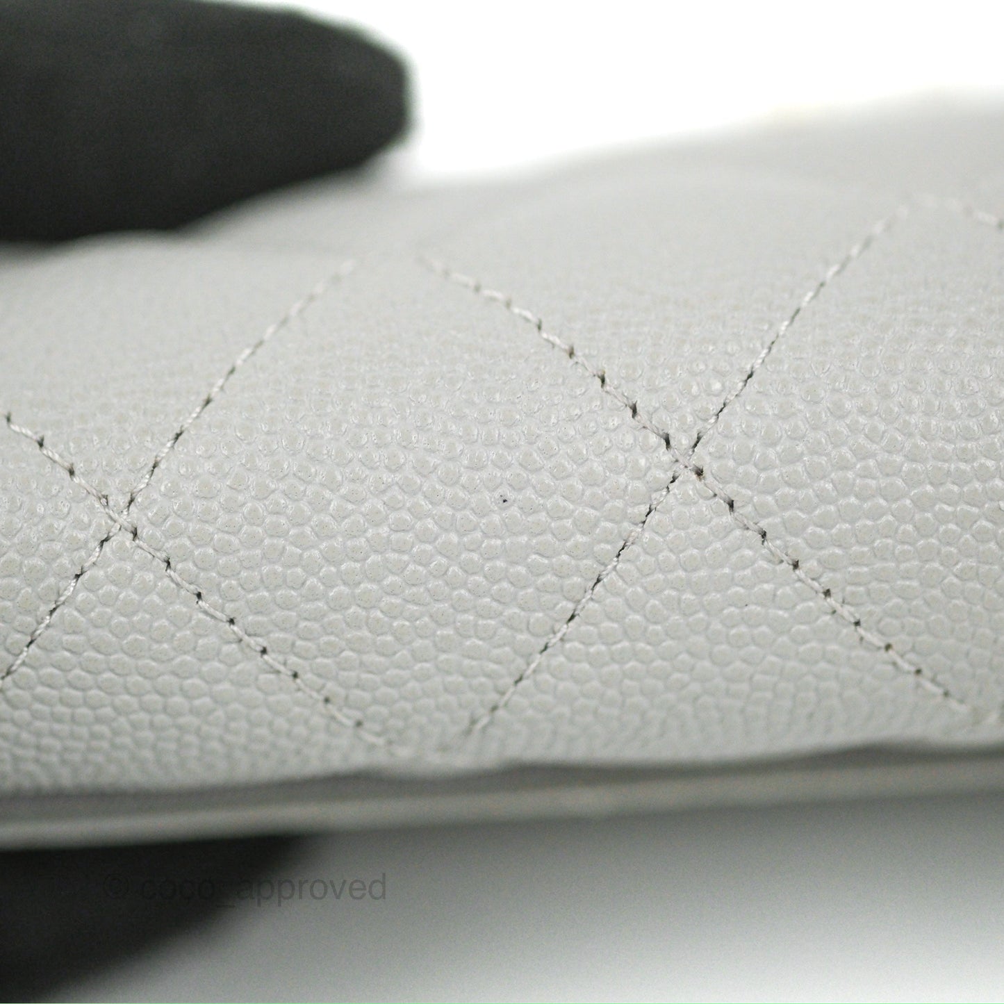 Chanel Quilted Medium Flap Wallet Grey Caviar Gold Hardware