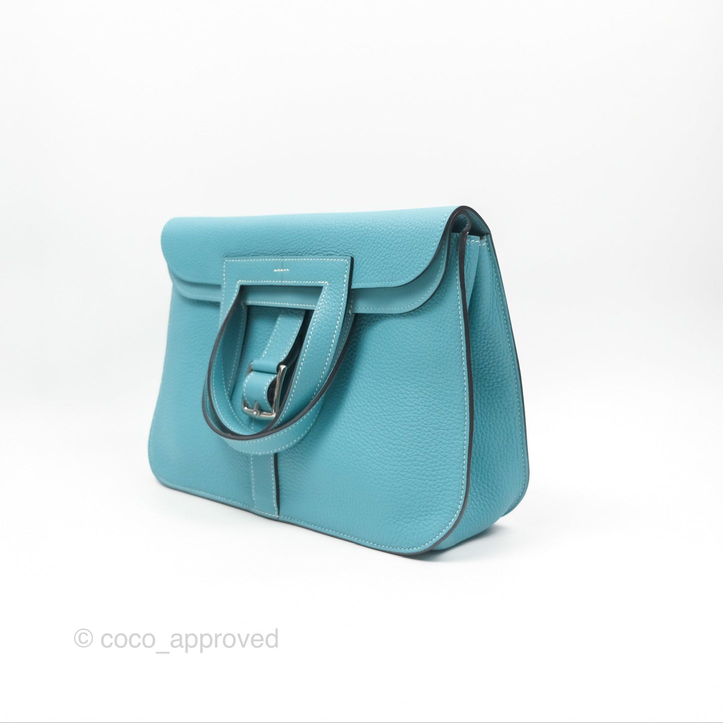 Hermès Halzan 31 Bleu Saint Cyr 3Z Clemence Palladium Hardware