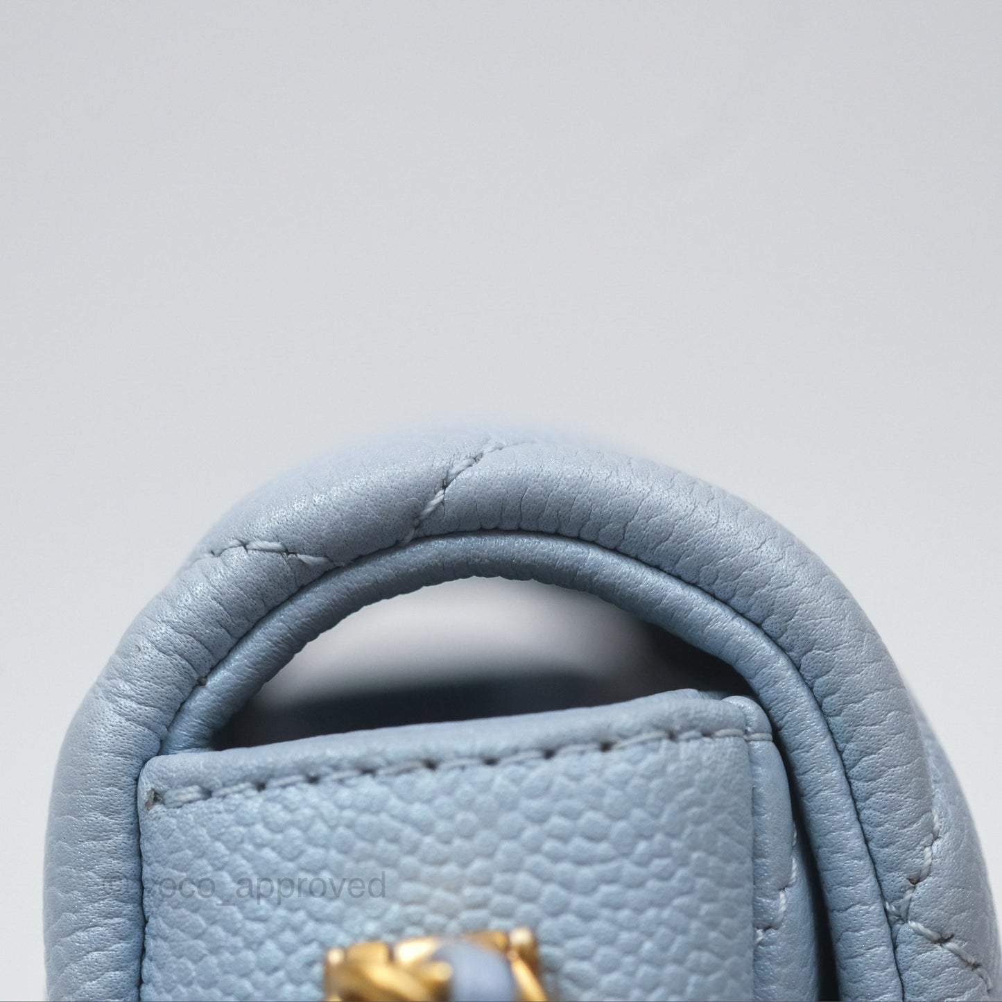 Chanel Quilted My Perfect Mini Iridescent Blue Caviar Aged Gold Hardware