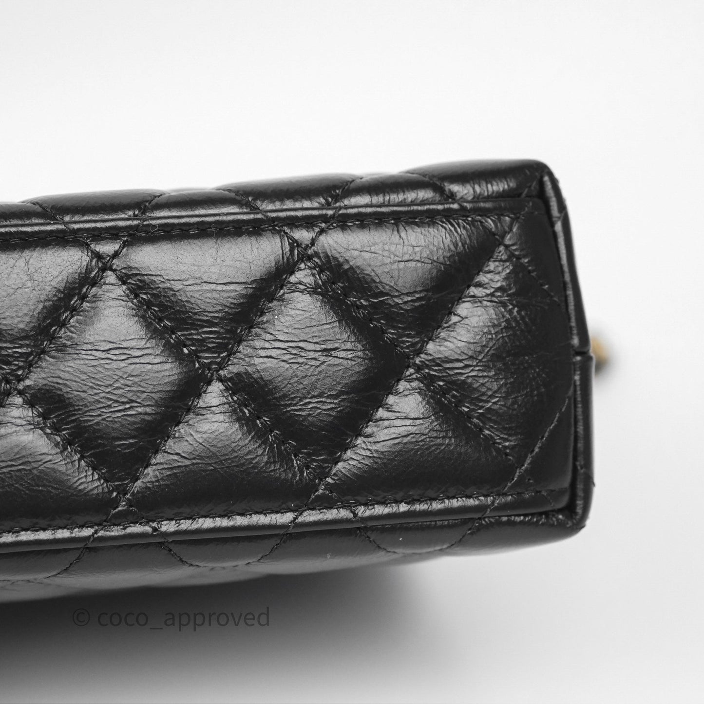 Chanel Kelly Bag Quilted Black Shiny Crumpled Calfskin Aged Gold Hardware