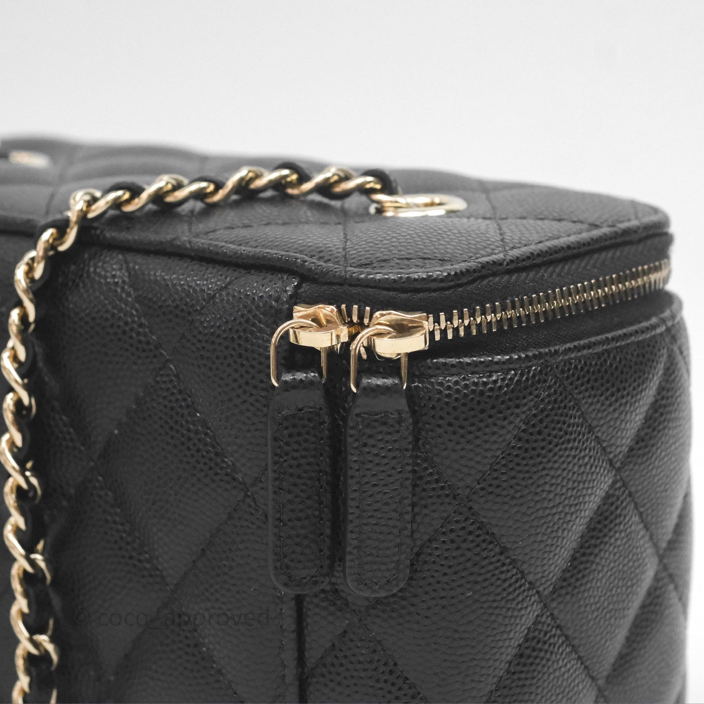 Chanel Vanity Rectangular With Chain Black Caviar Gold Hardware