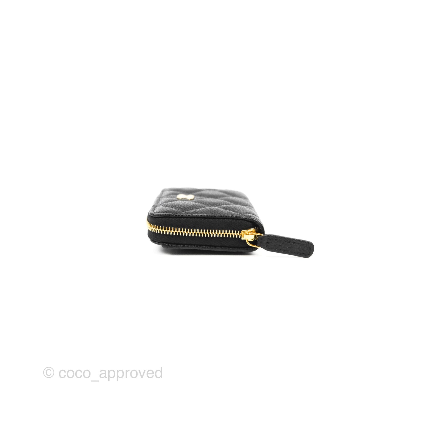 Chanel Classic Quilted Zipped Coin Purse Black Caviar Gold Hardware
