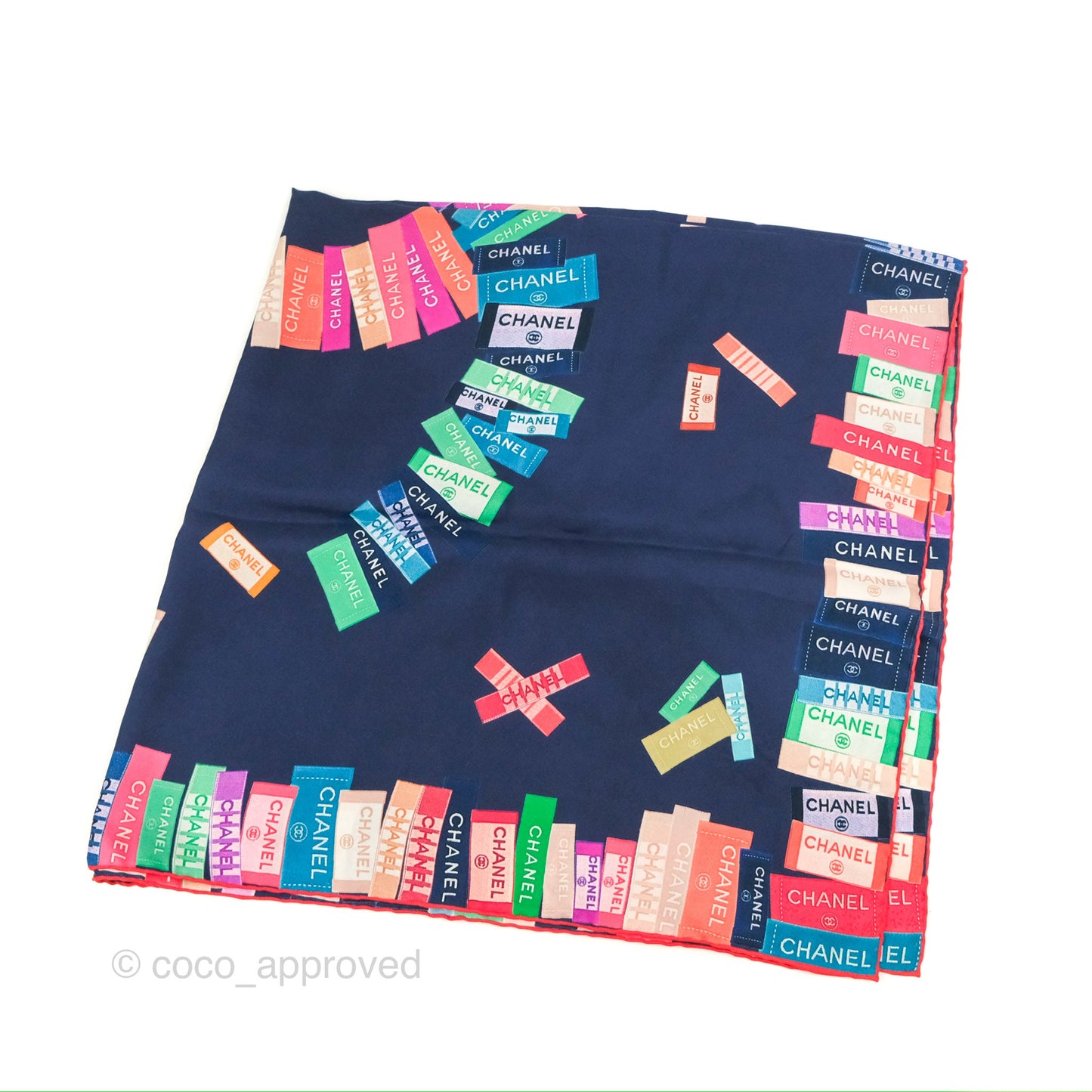 Chanel Square Silk Scarf 90 Navy