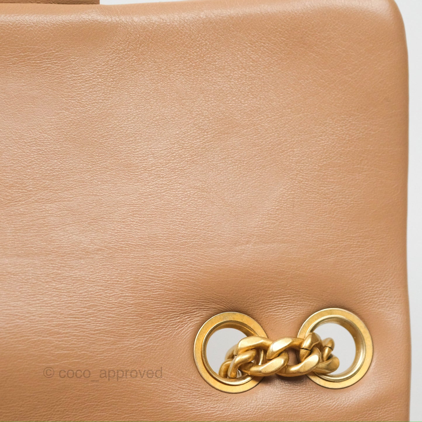 Chanel Small All Slide Adjustable Chain Flap Bag Beige Lambskin Aged Gold Hardware