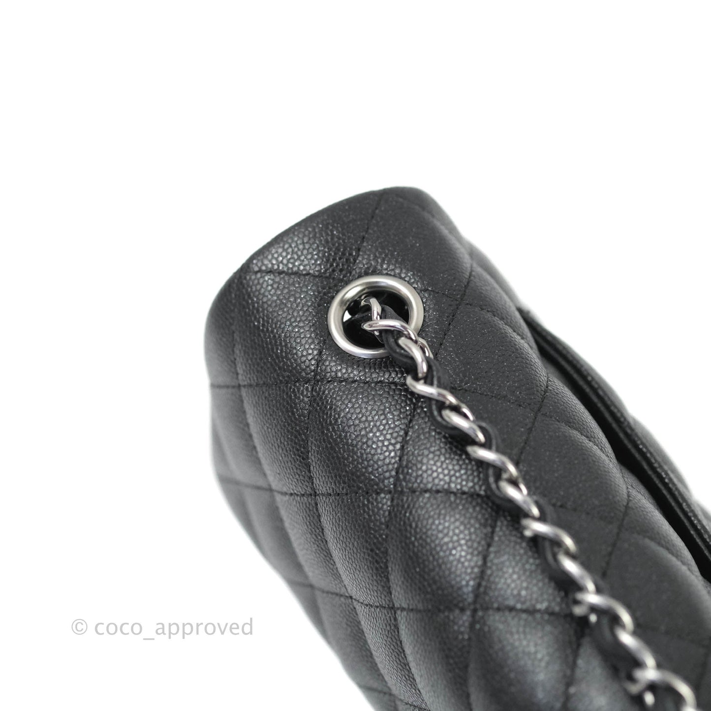 Chanel Classic Quilted Mini Rectangular Flap Iridescent Black Caviar Gun Metal 18C