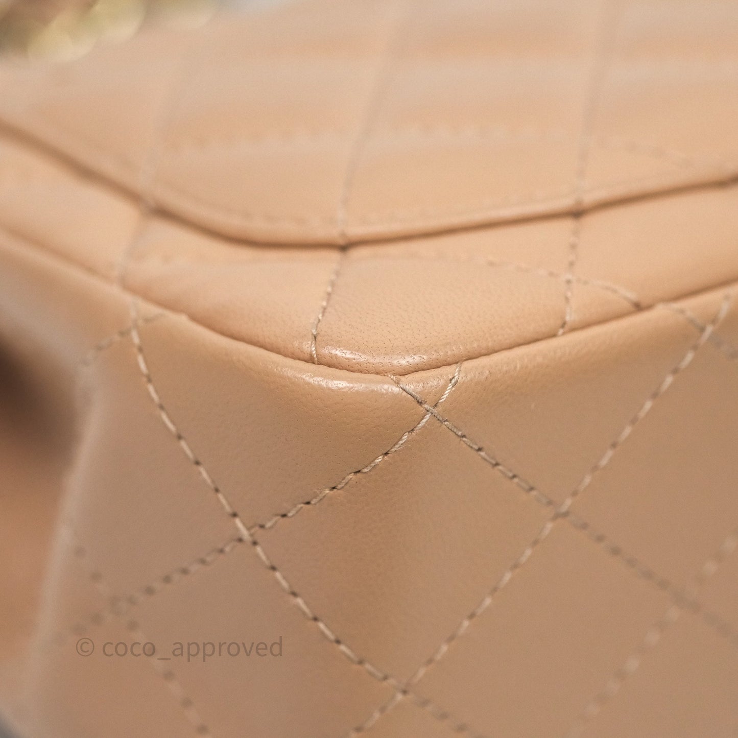 Chanel Mini Square Flap Quilted Beige Lambskin Gold Hardware