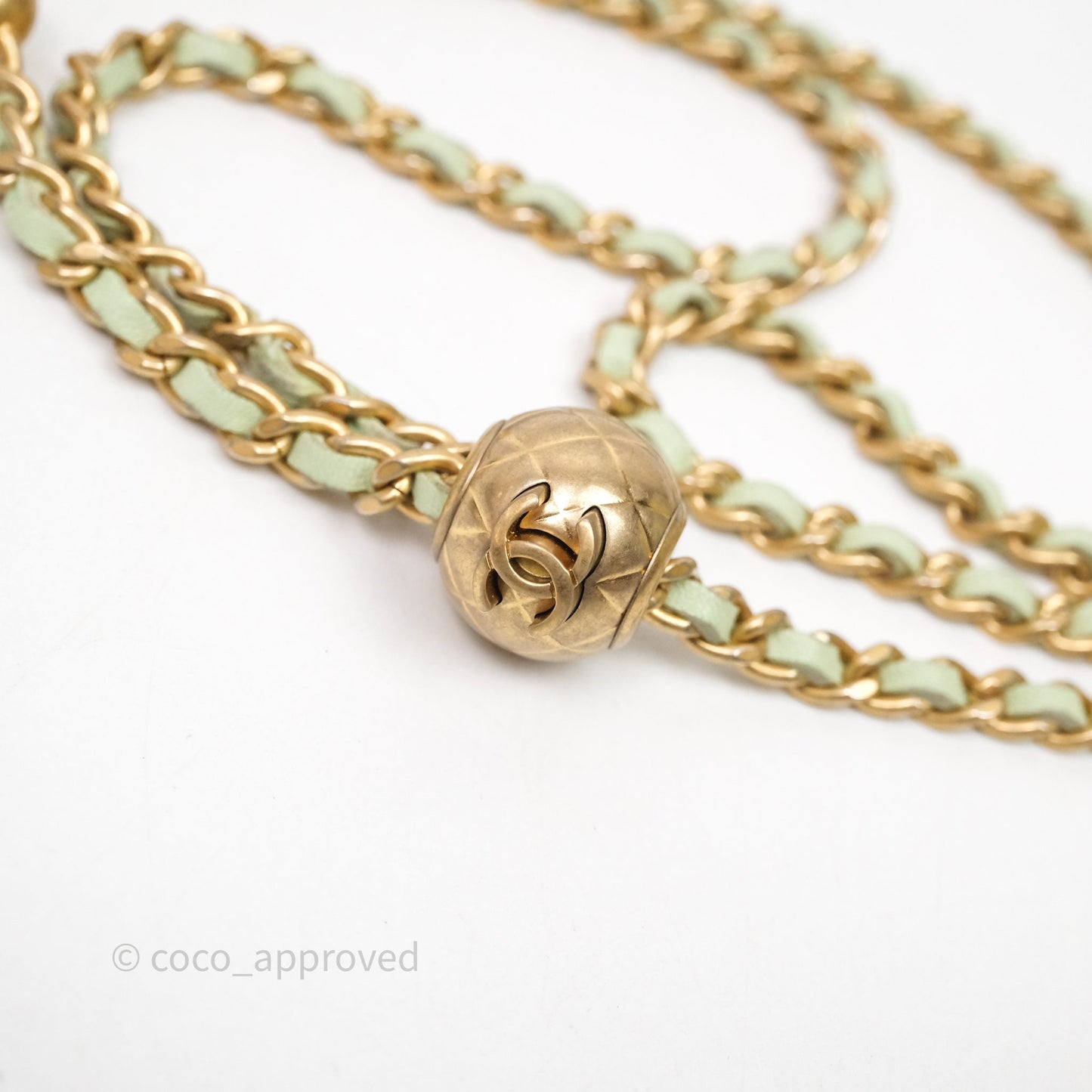 Chanel Mini Pearl Crush Vanity With Chain Green Aged Gold Hardware