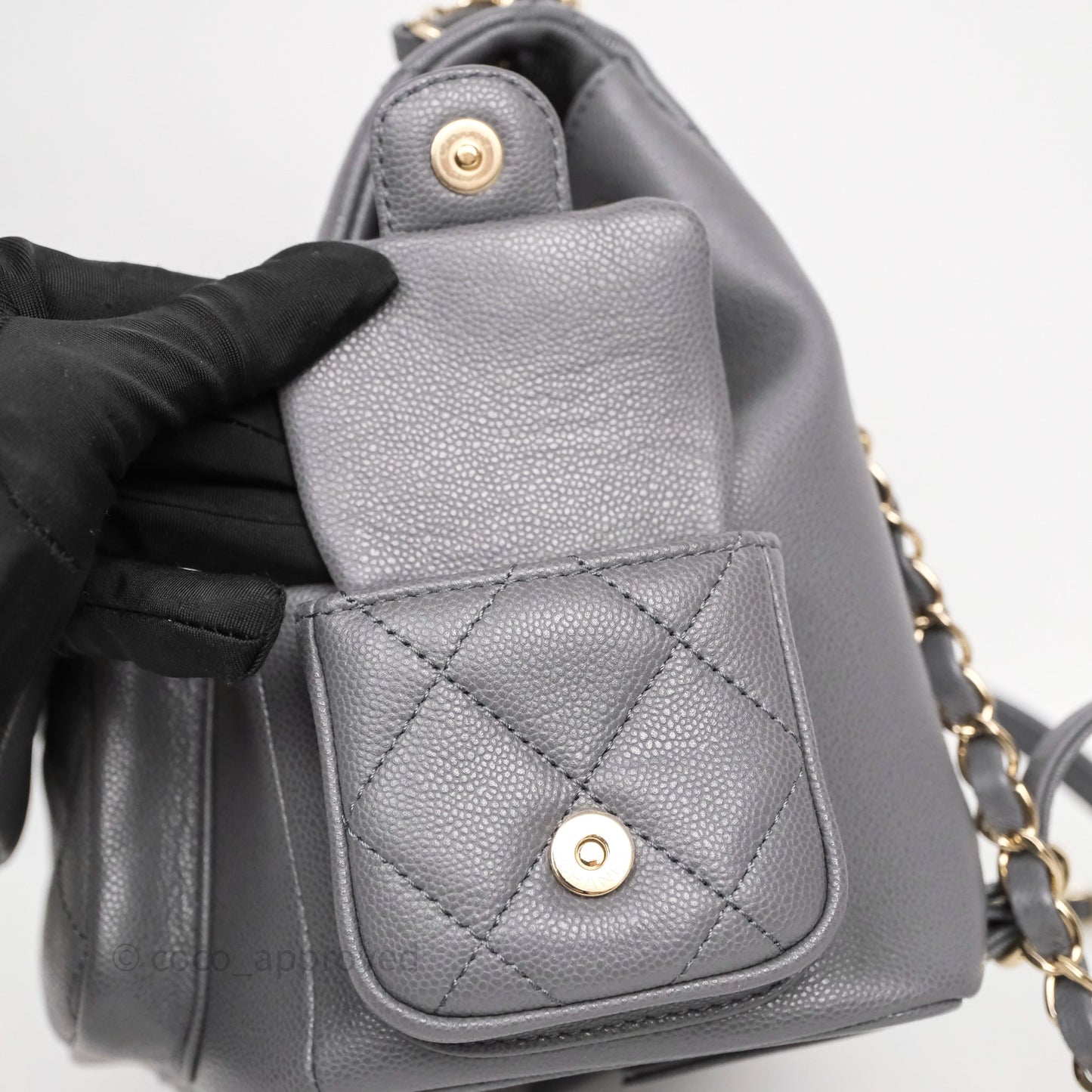 Chanel Small Duma Backpack Dark Grey Caviar Gold Hardware 23K