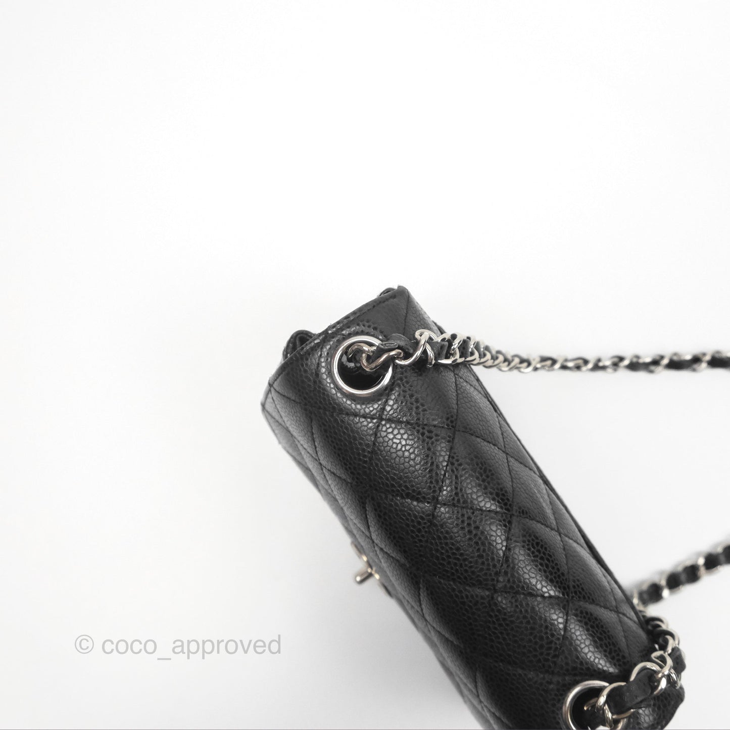 Chanel Mini Square Flap Quilted Black Caviar Silver Hardware