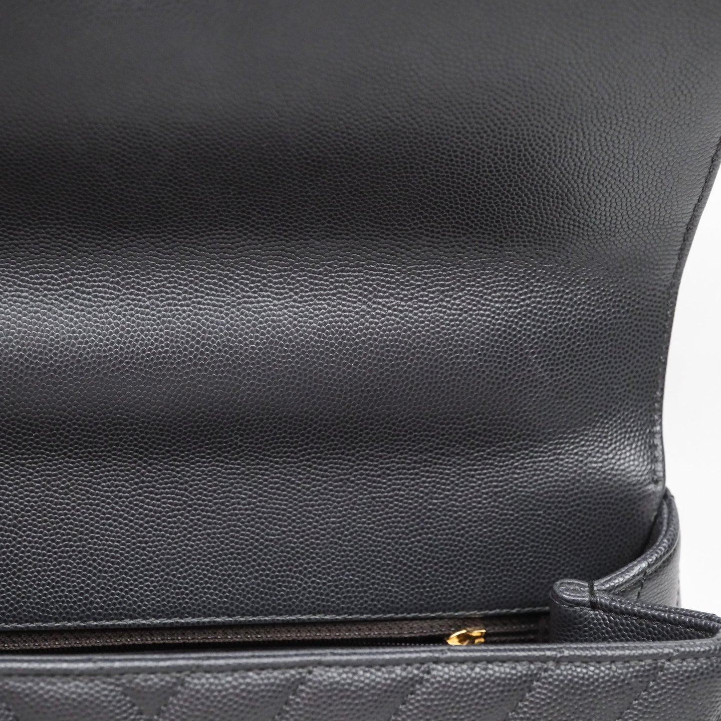 Chanel Medium Coco Handle Chevron Grey Bag Gold Hardware