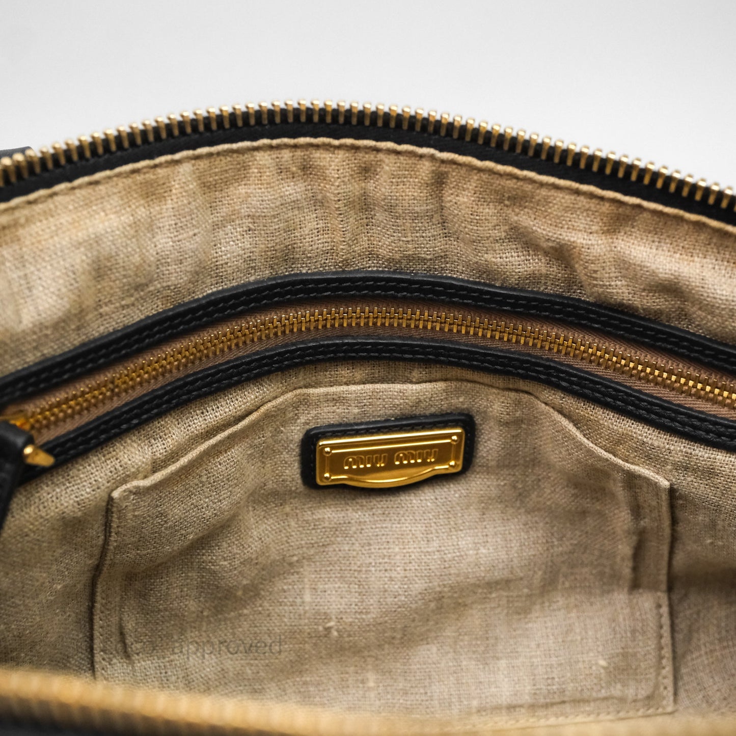 Miu Miu Vitello Tote Bag Black Gold Hardware