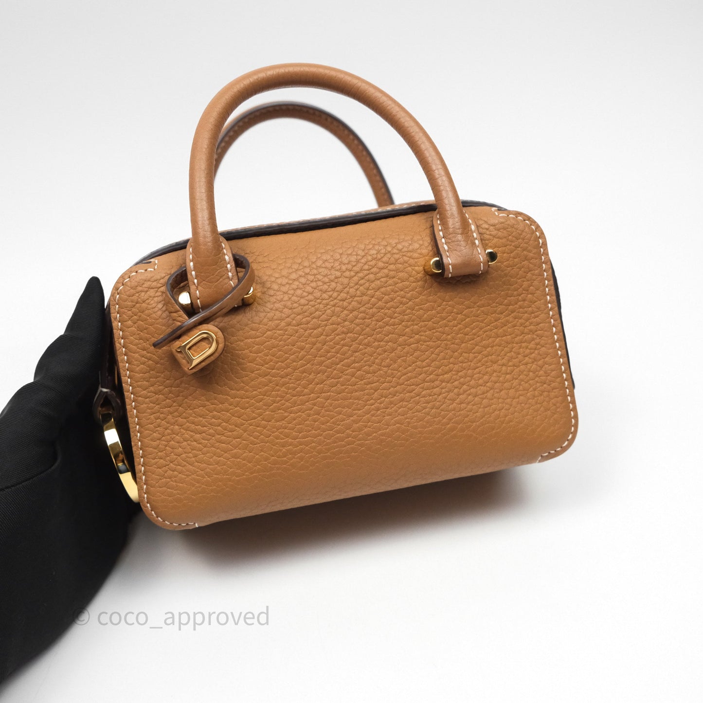 Delvaux Cool Box Nano Taurillon Soft Grained Calfskin Vegetal Ivory Gold Hardware