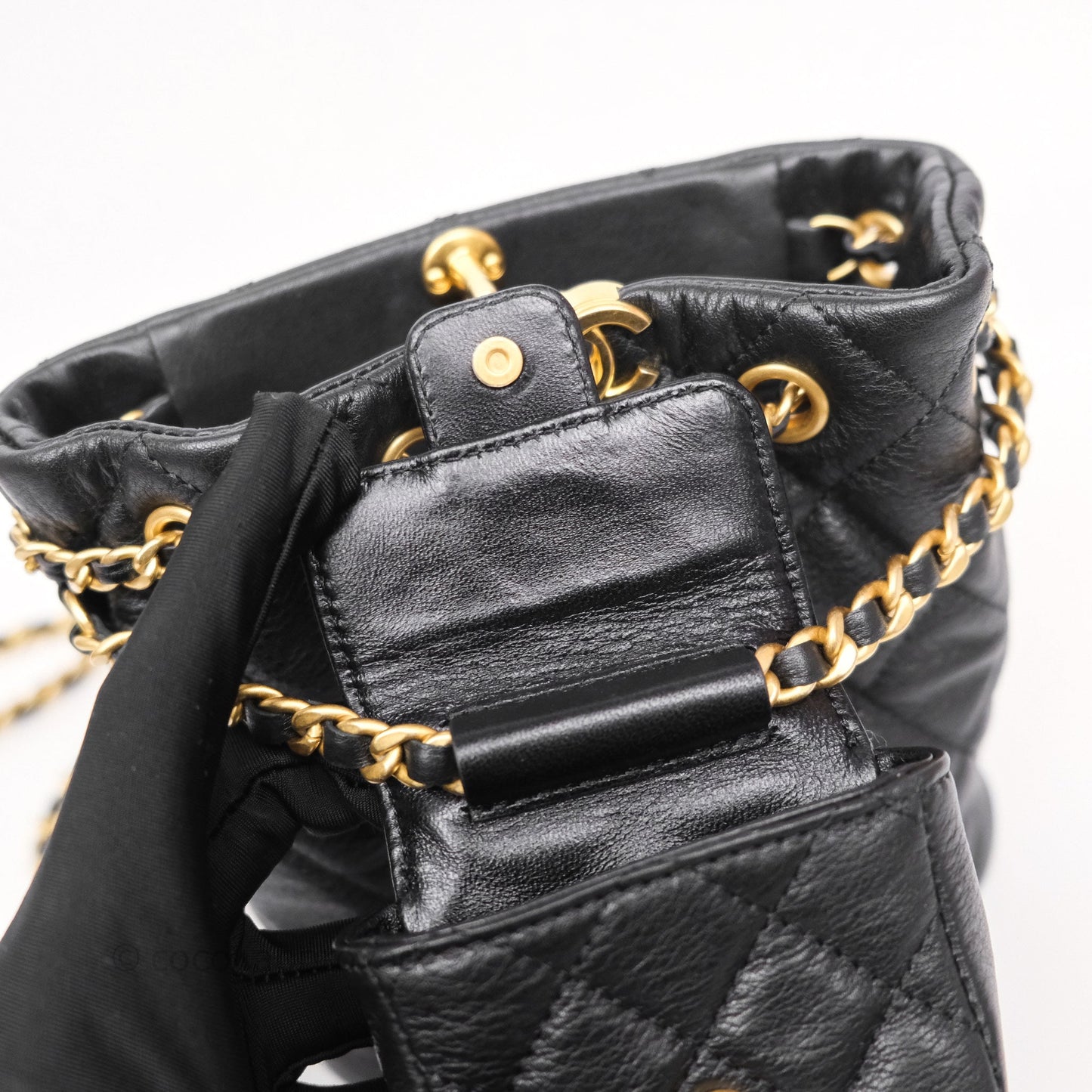 Chanel Mini Backpack Black Crumpled Calfskin Aged Gold Hardware 23A