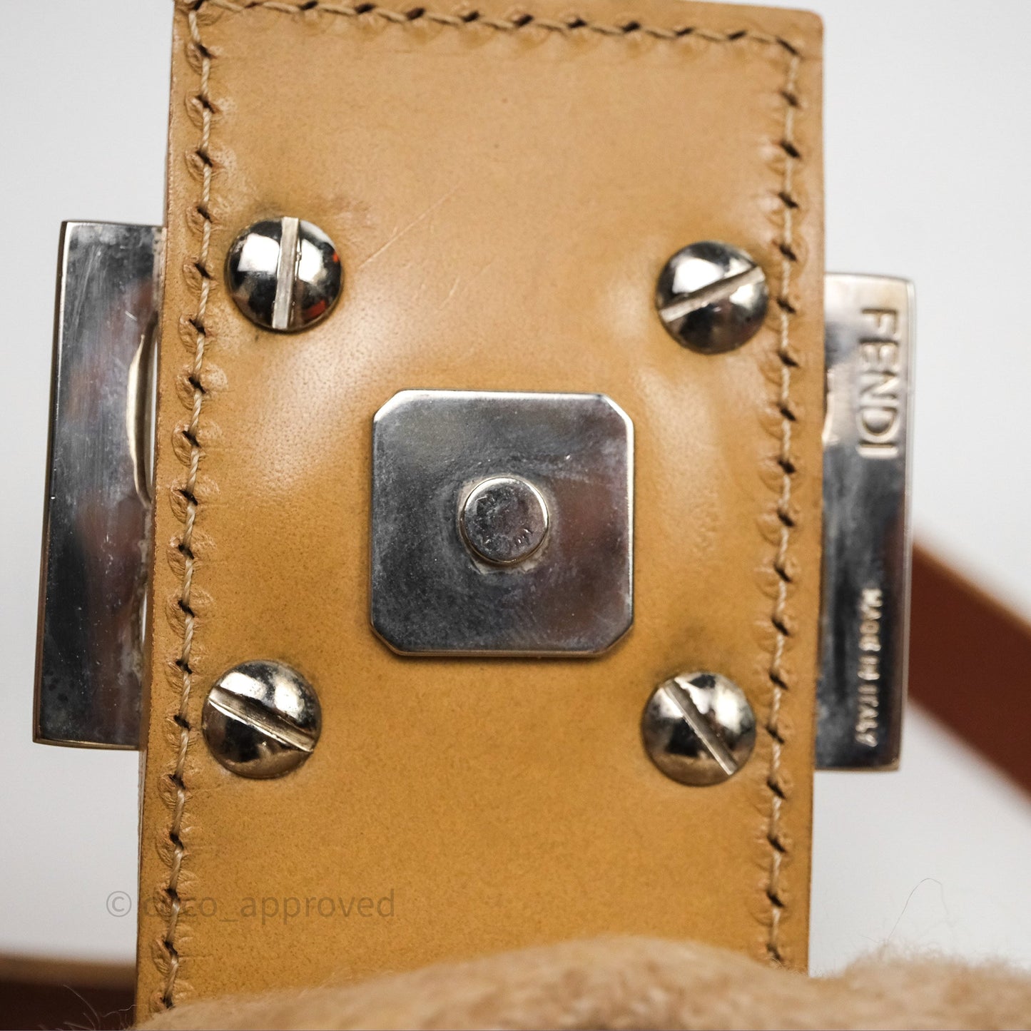 Fendi Vintage Baguette Shoulder Bag Wool Beige