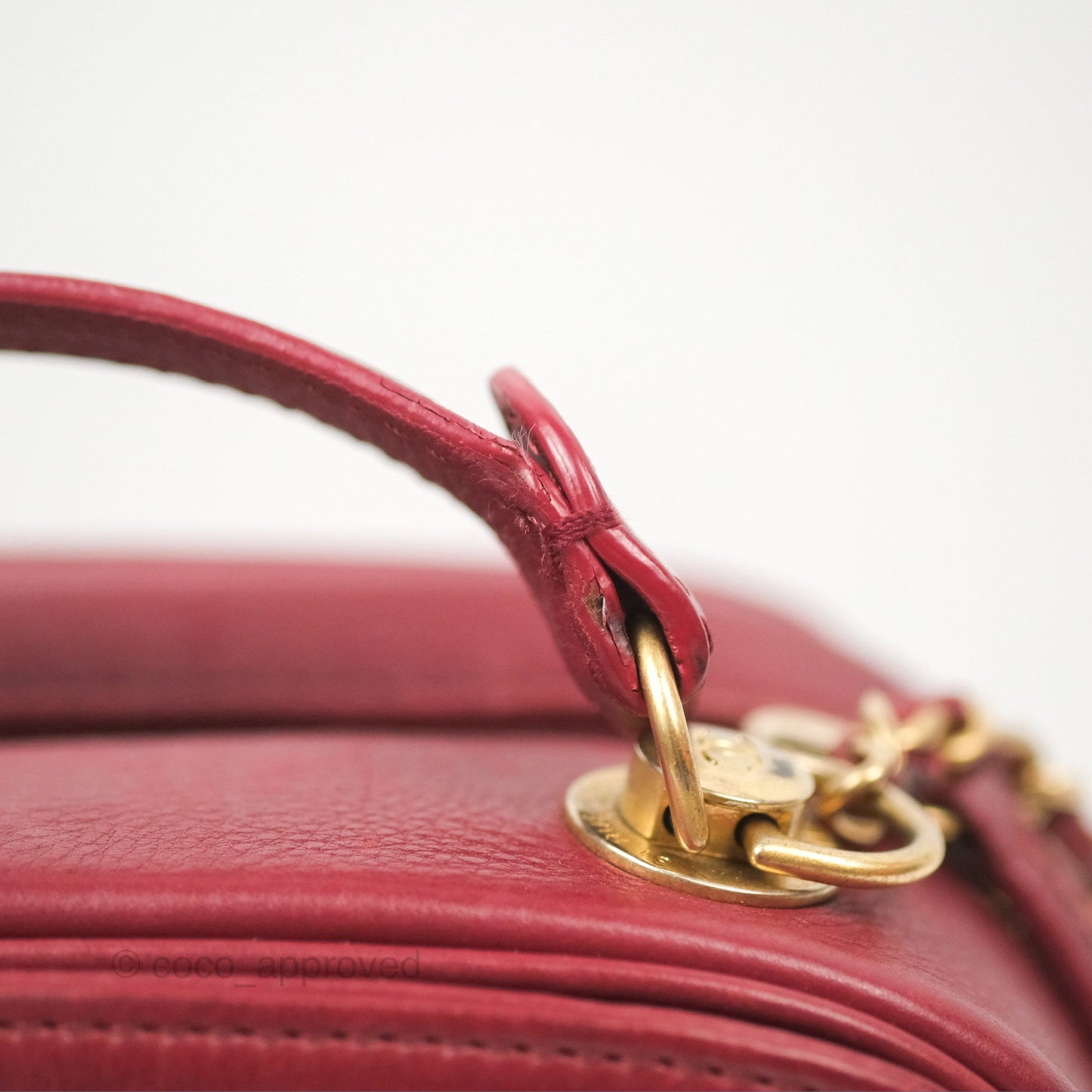 Chanel Quilted CC Small Vanity Case Dark Red Calfskin