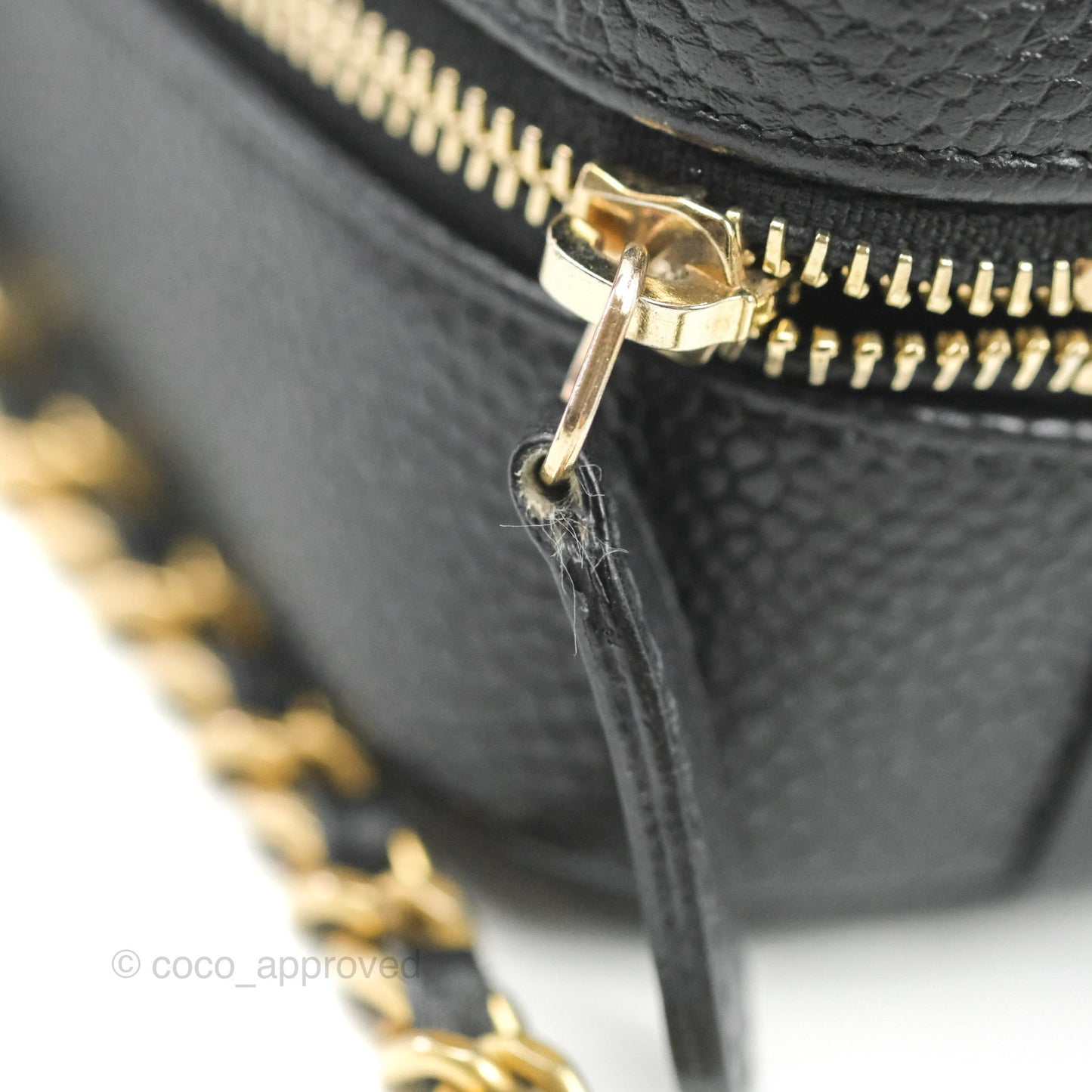 Chanel CC Filigree Vanity Clutch With Chain Caviar Black Aged Gold Hardware