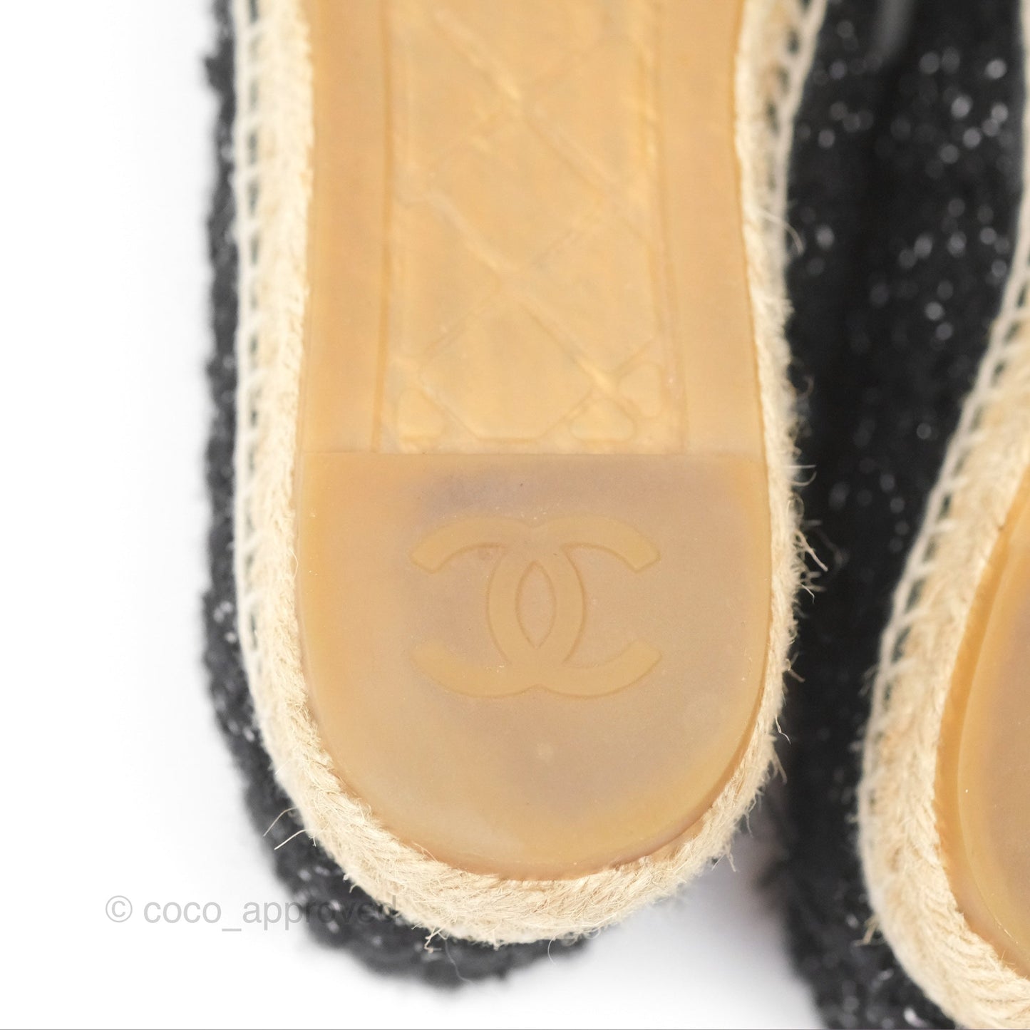 Chanel Espadrille Black Silver Tweed Size 37