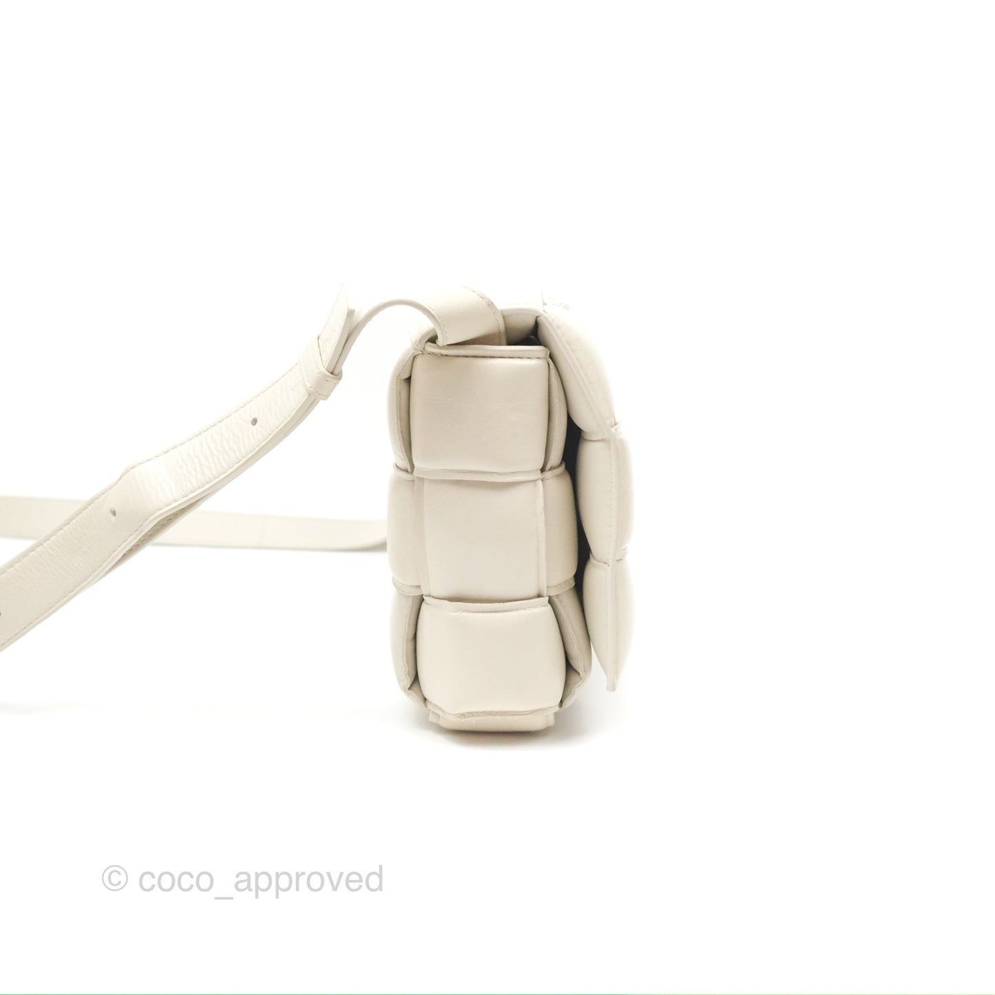Bottega Veneta Padded Cassette Shoulder Bag Intrecciato Chalk Paper Calfskin