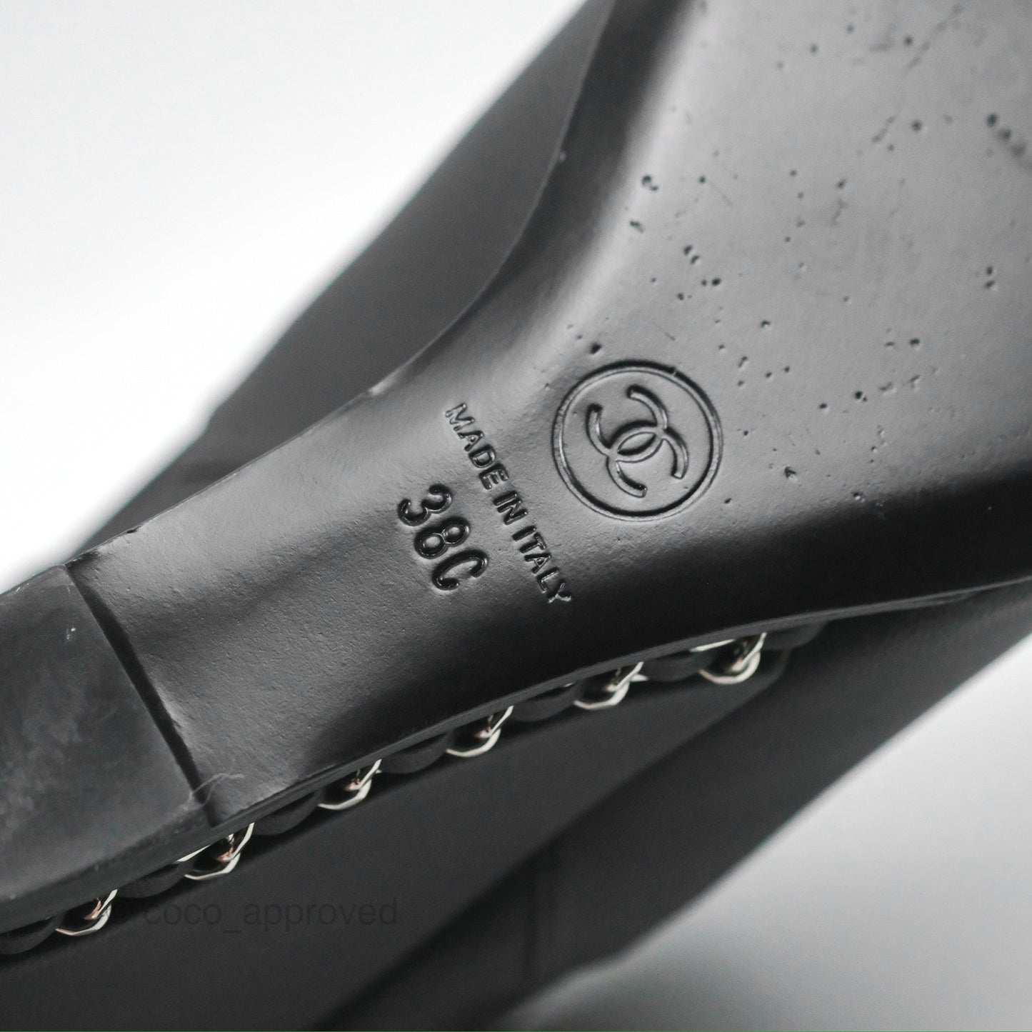 Chanel CC Pointy Toe Chain Wedge Ankle Boots Black