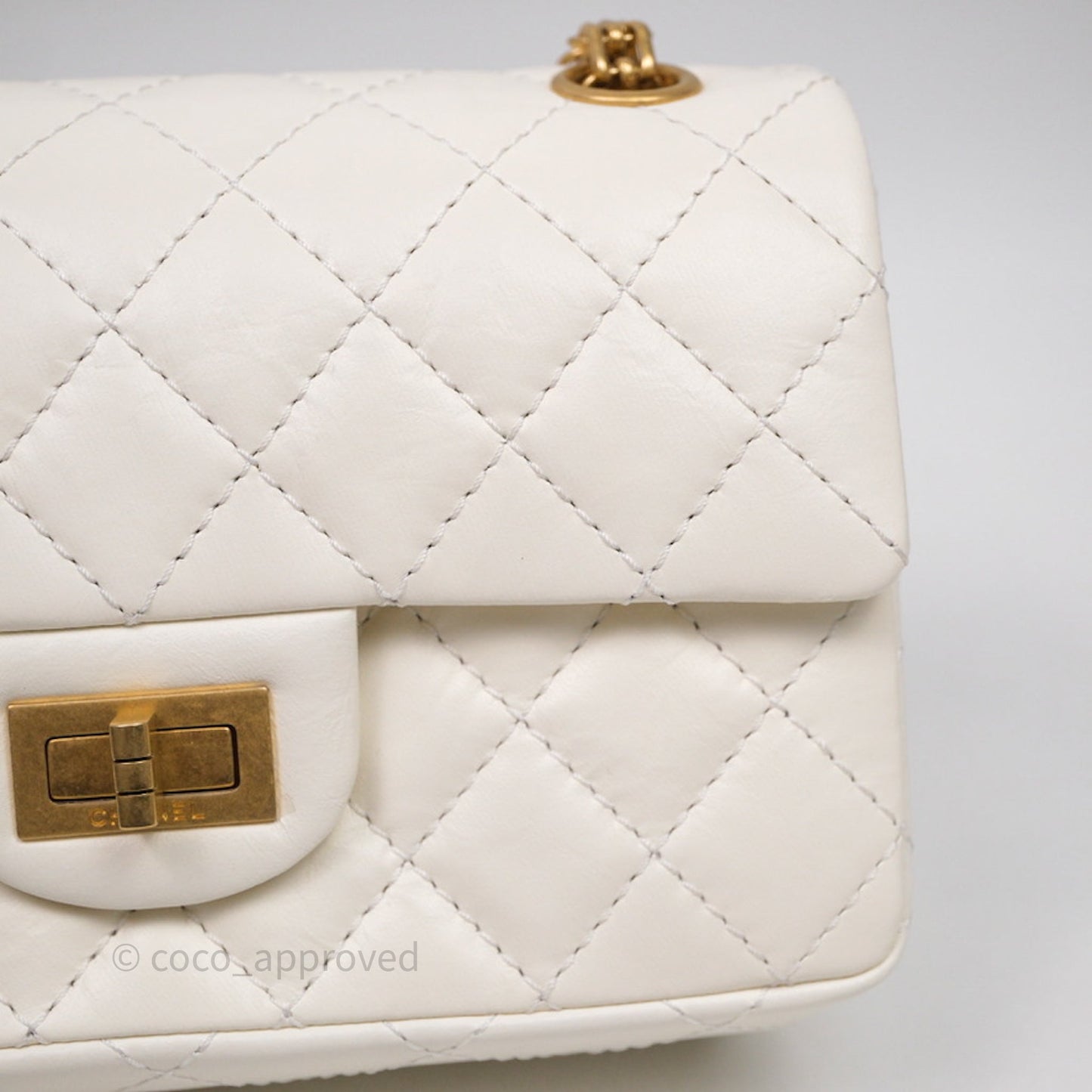 Chanel Mini Reissue 224 White Calfskin Aged Gold Hardware