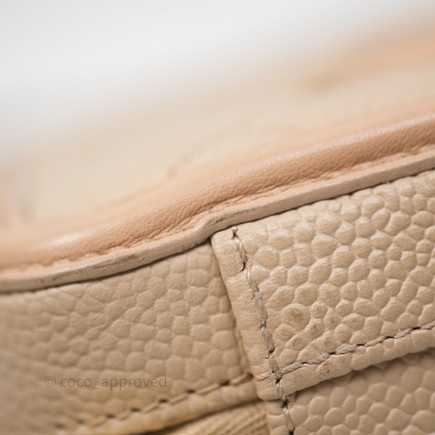 Chanel Quilted Small CC Filigree Vanity Case Beige Caviar Gold Hardware