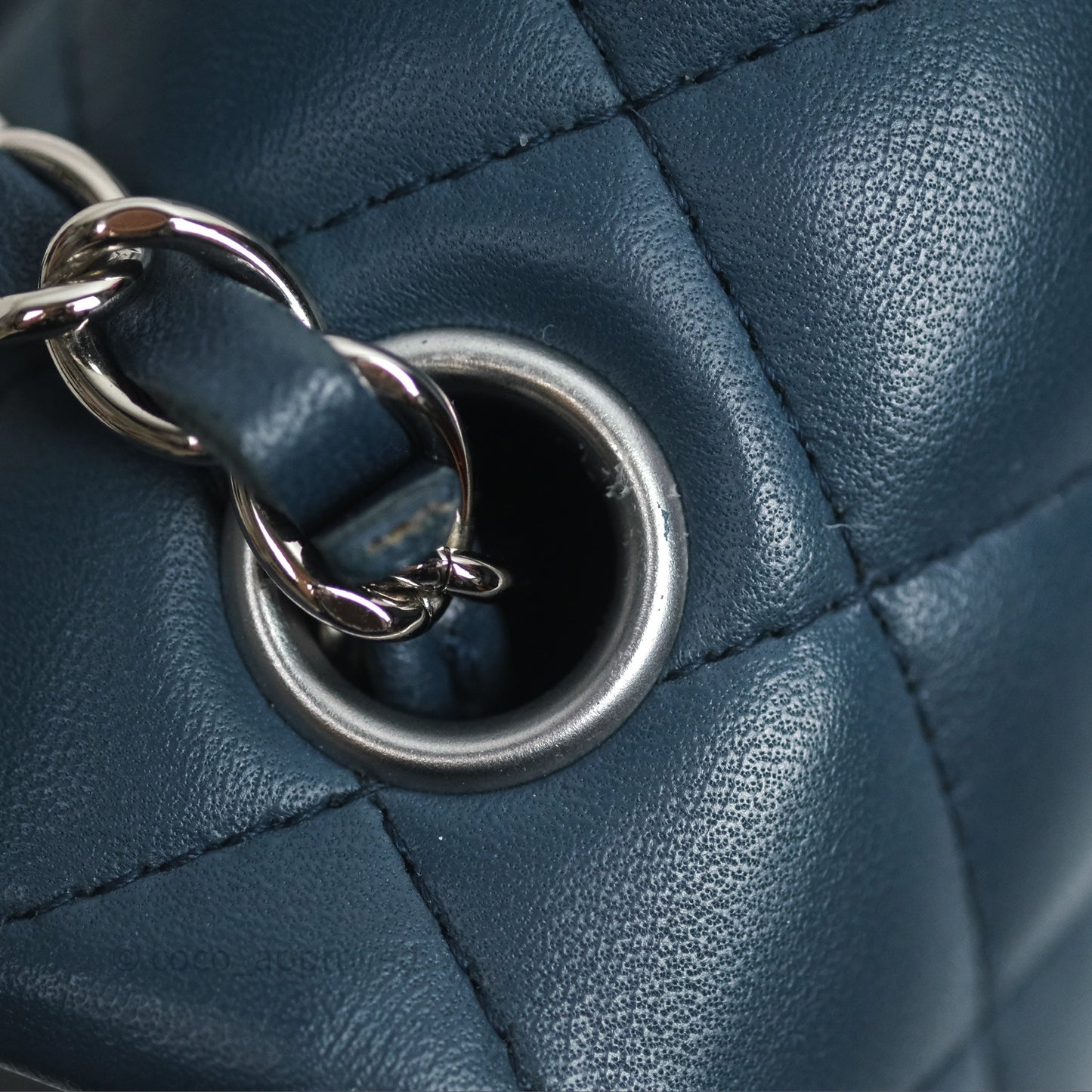 Chanel Quilted Mini Rectangular Navy Lambskin Silver Hardware