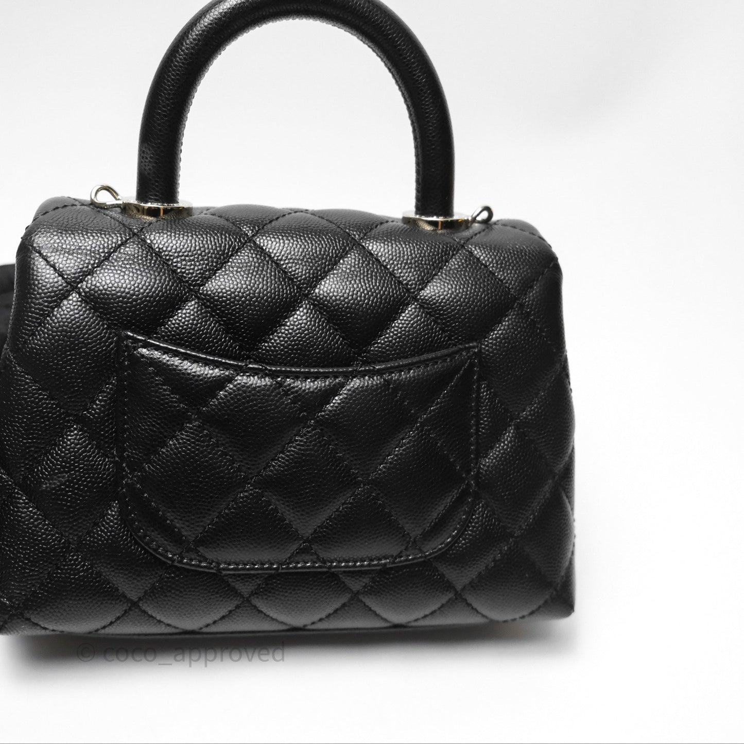 Chanel Mini Coco Handle Quilted Black Caviar Gold Hardware