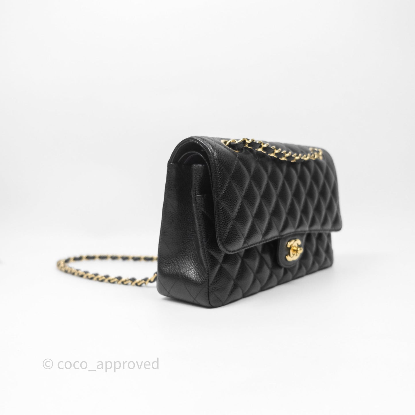 Chanel Classic Medium Flap Quilted Black Caviar Gold Hardware