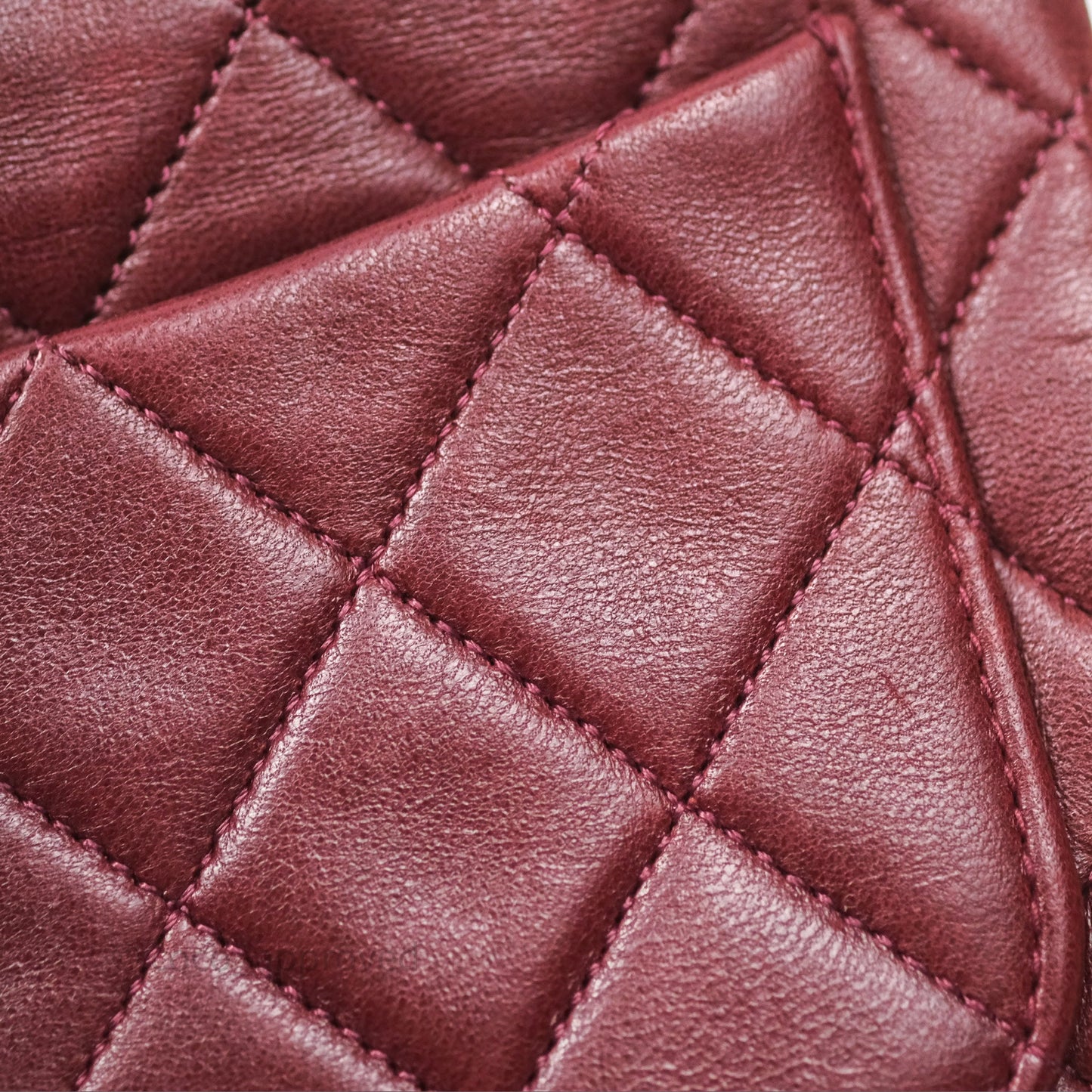 Chanel Vintage Mini Square Burgundy Lambskin 24K Gold Hardware