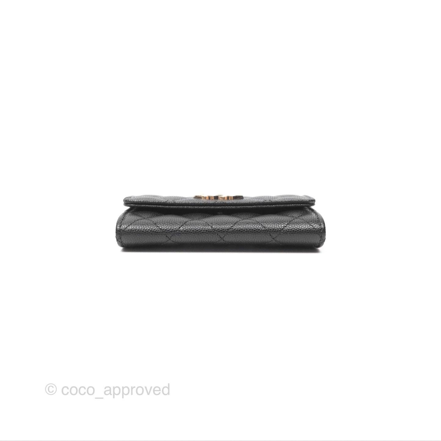 Chanel Flap Card Holder Black Caviar CC Gold Hardware