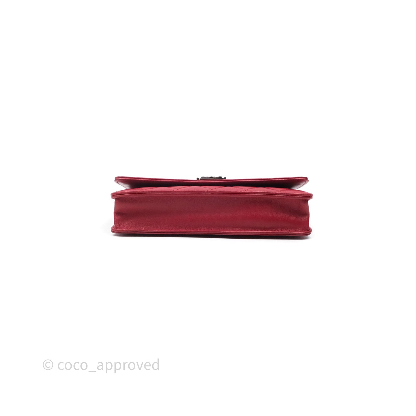 Chanel Boy Wallet on Chain WOC Red Lambskin Ruthenium Hardware