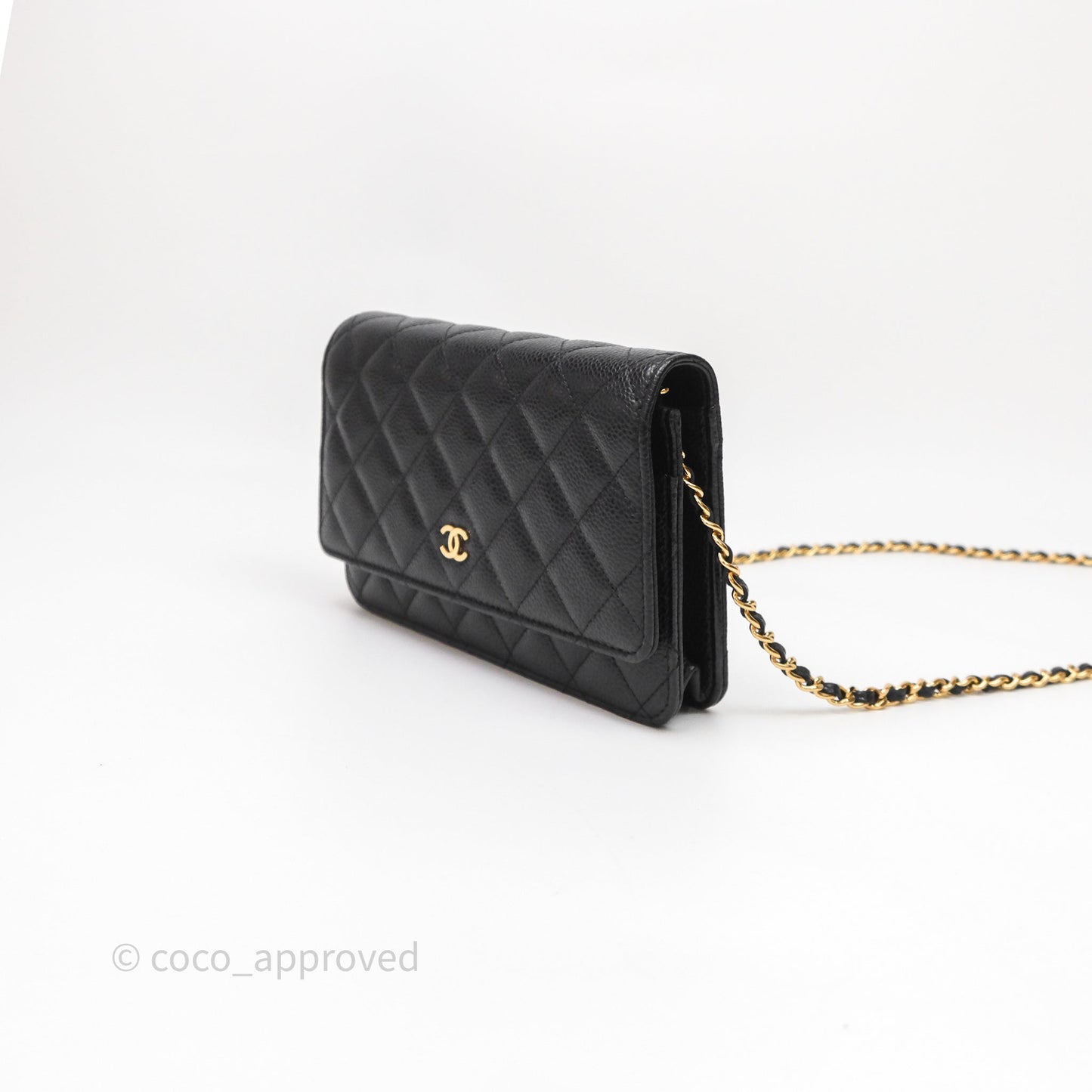 Chanel Quilted WOC Black Caviar Gold Hardware