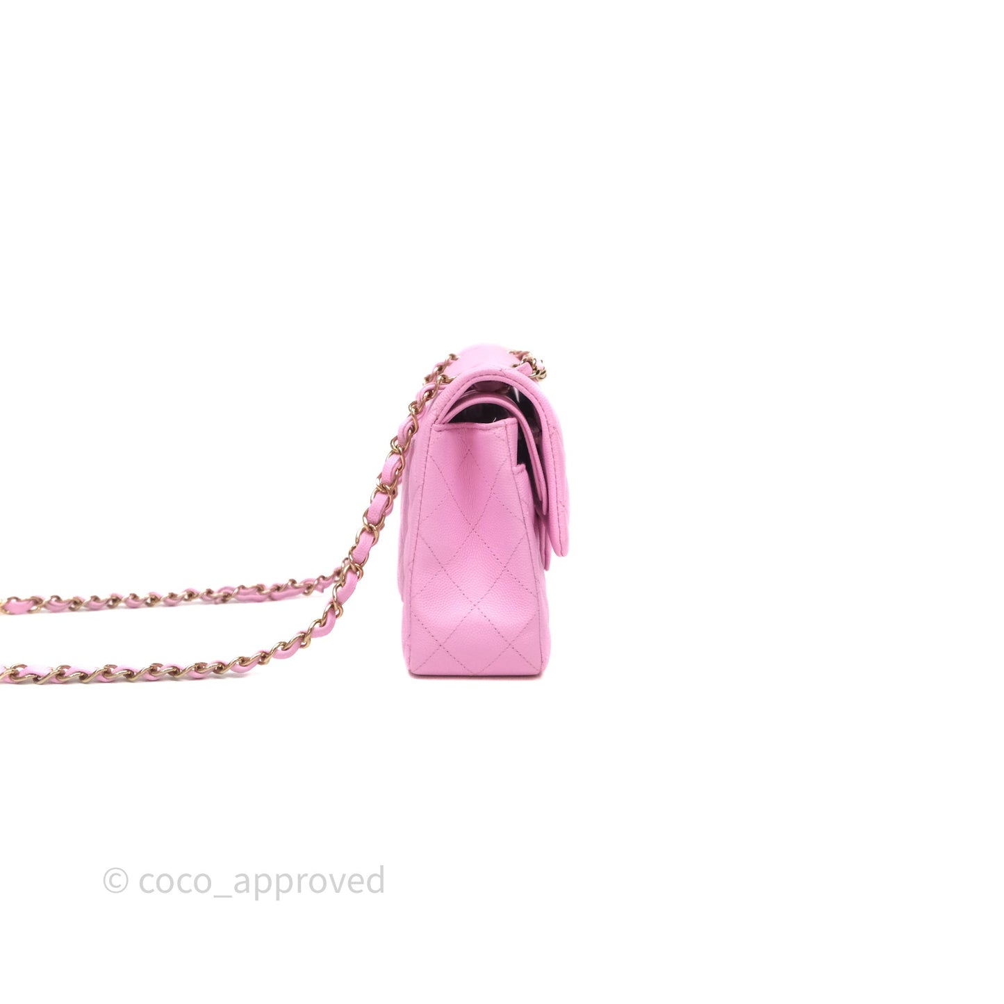 Chanel Small Classic Flap Quilted Pink Caviar Gold Hardware